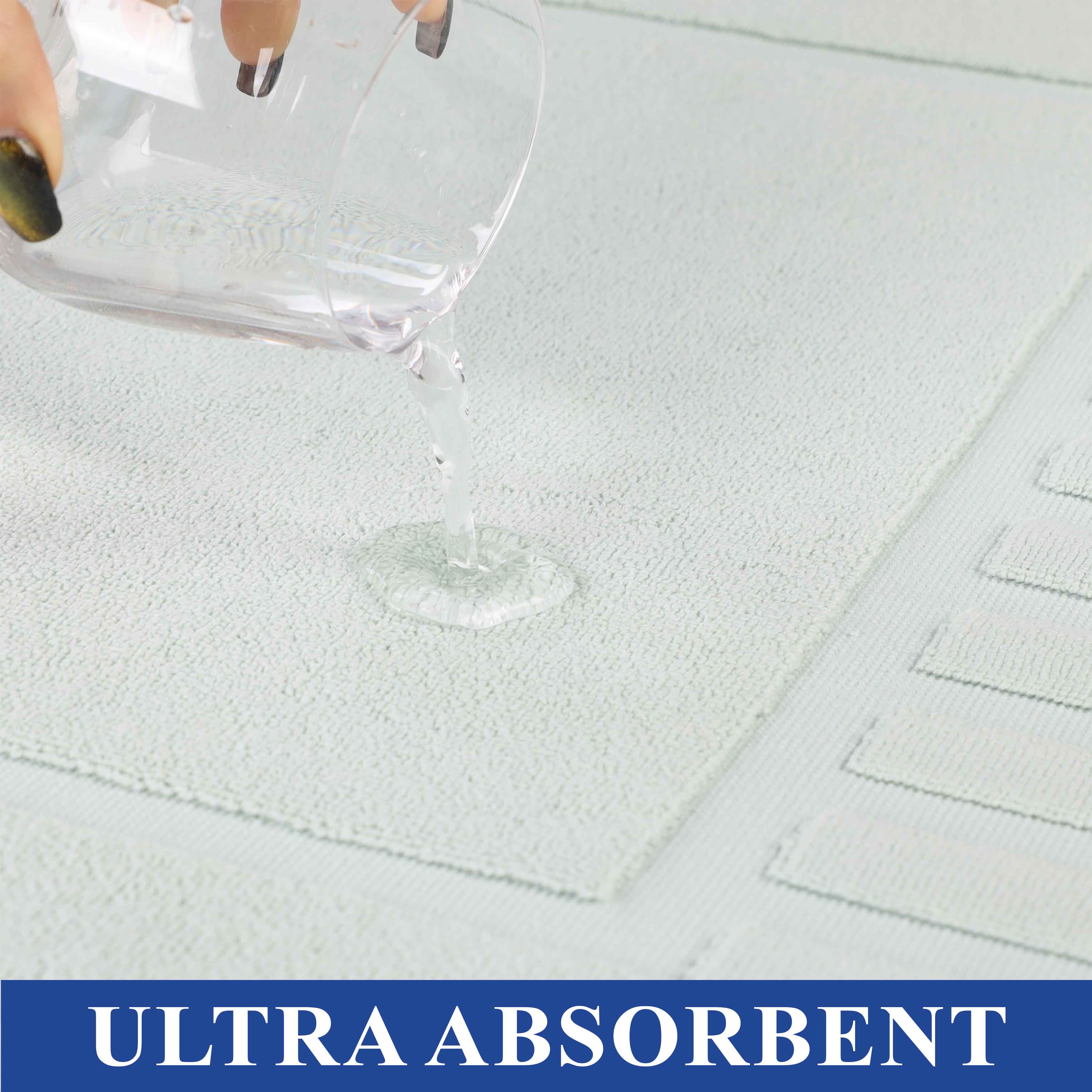 Leo Cotton Solid Modern Geometric Border Absorbent Bath Mat, Set of 2 - Omnigoodsstore