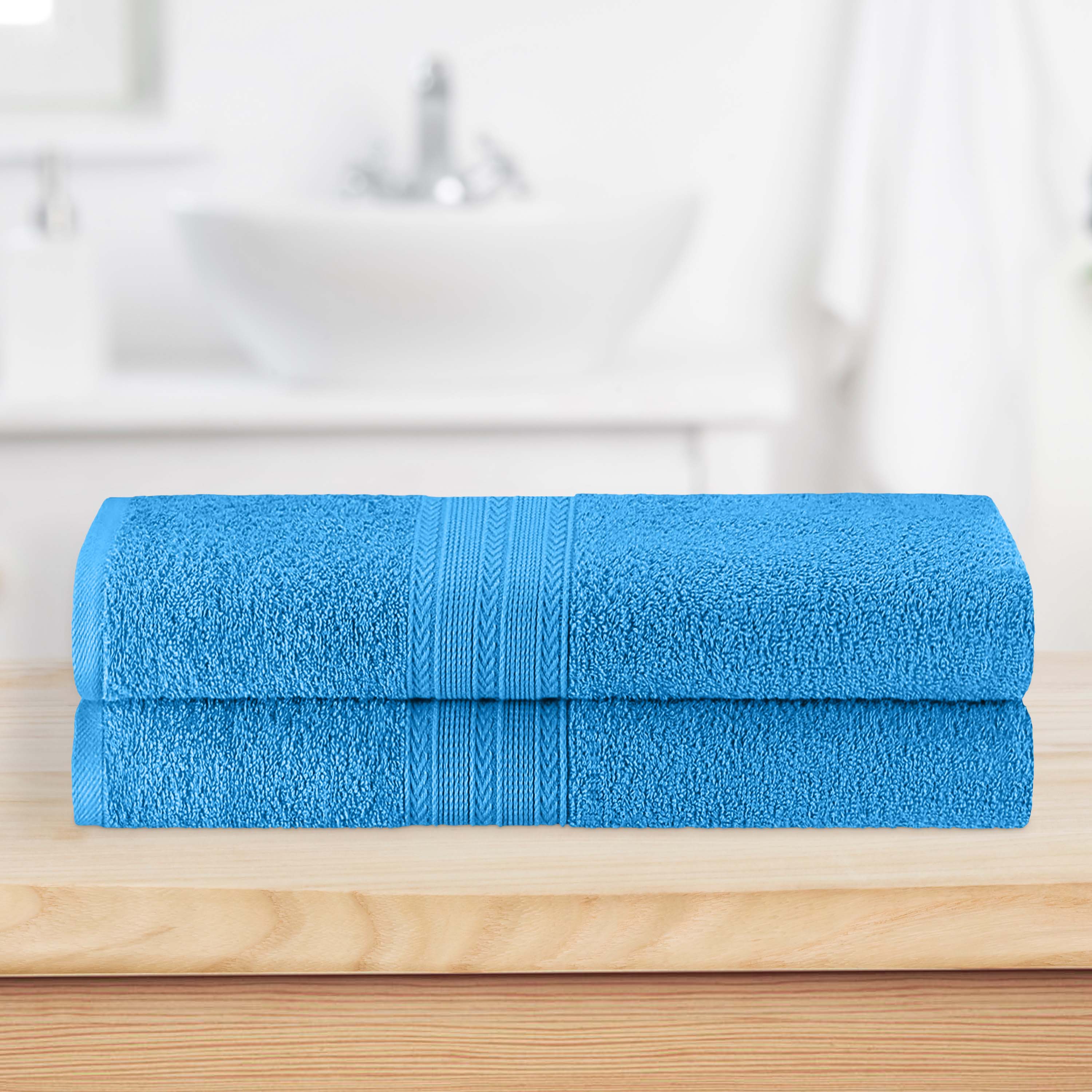 Cotton Eco Friendly 2 Piece Solid Bath Sheet Towel Set - Omnigoodsstore