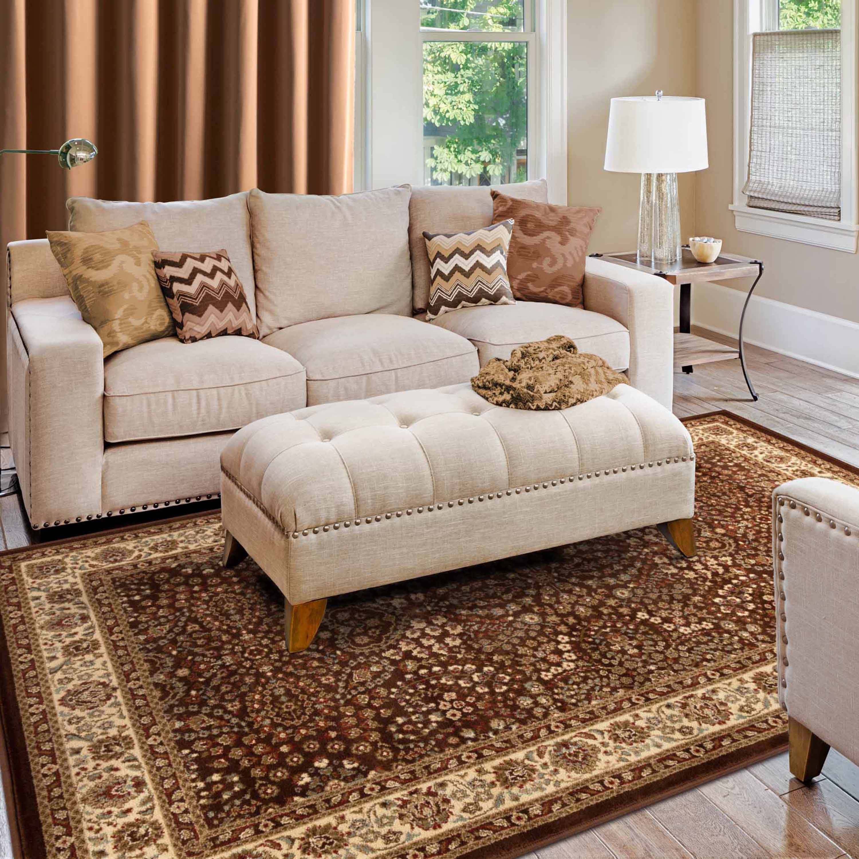 Traditional Oriental Floral Scroll Indoor Area Rug or Runner Rug - Omnigoodsstore