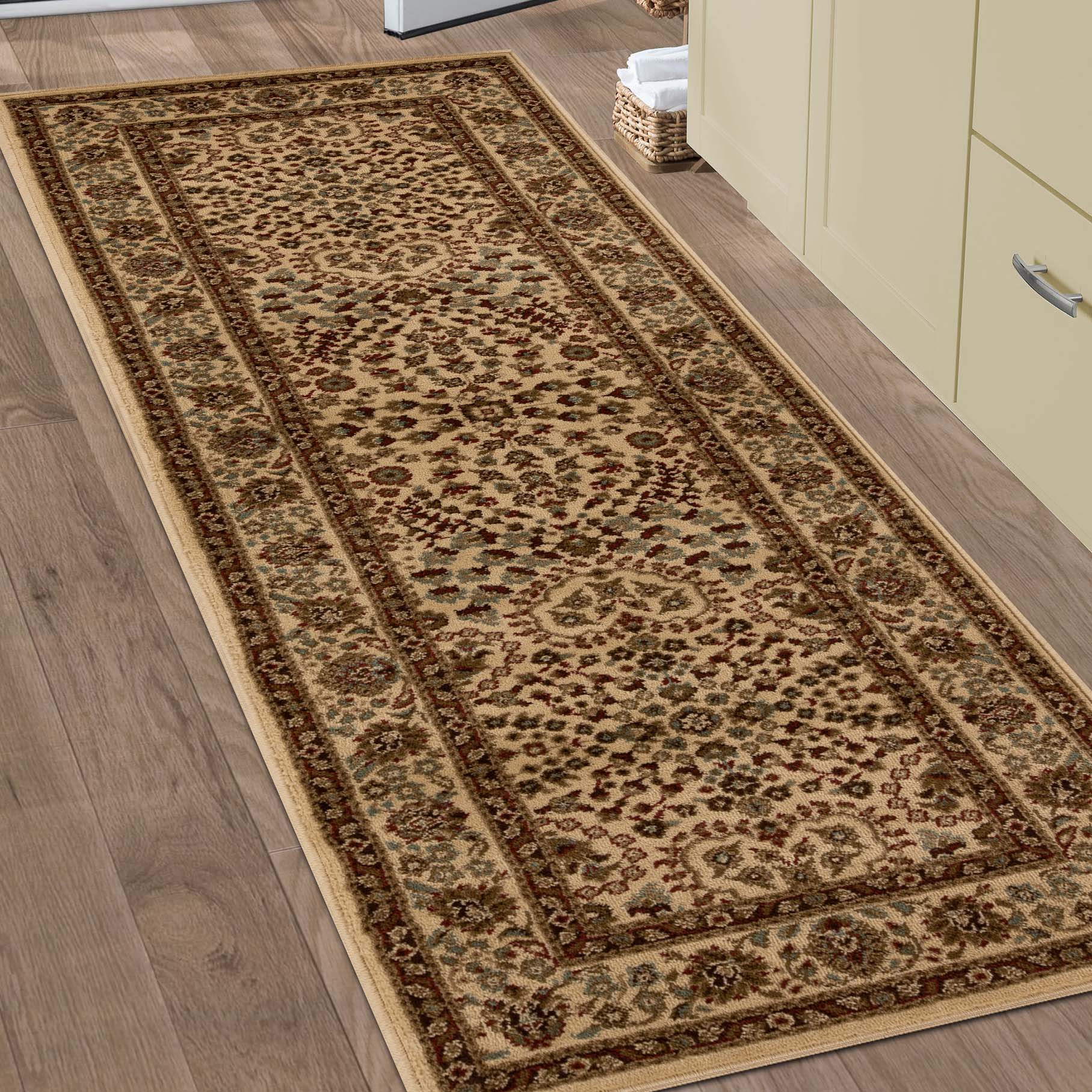 Traditional Oriental Floral Scroll Indoor Area Rug or Runner Rug - Omnigoodsstore