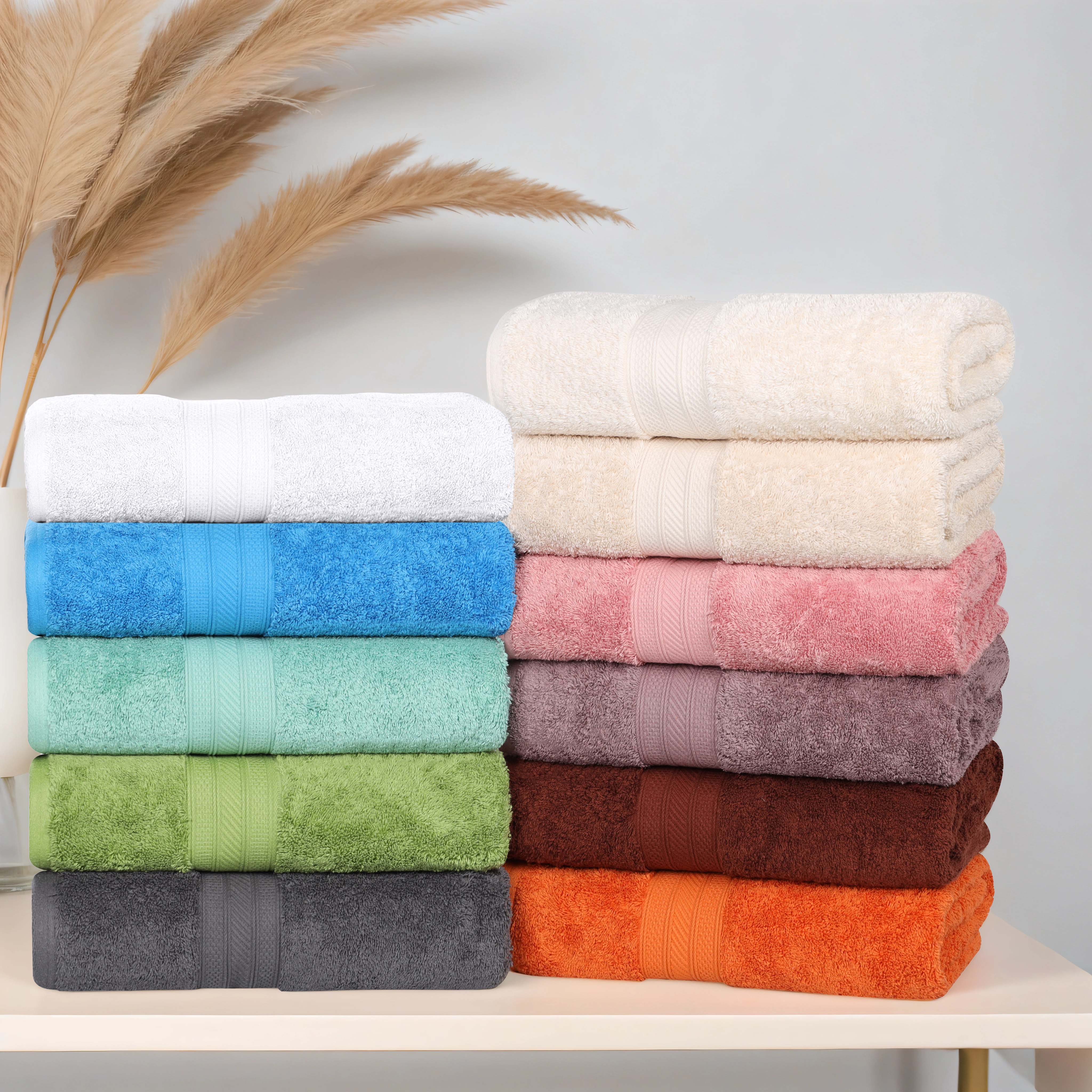 Atlas Cotton Absorbent Heavyweight Solid 4 Piece Bath Towel Set - Omnigoodsstore