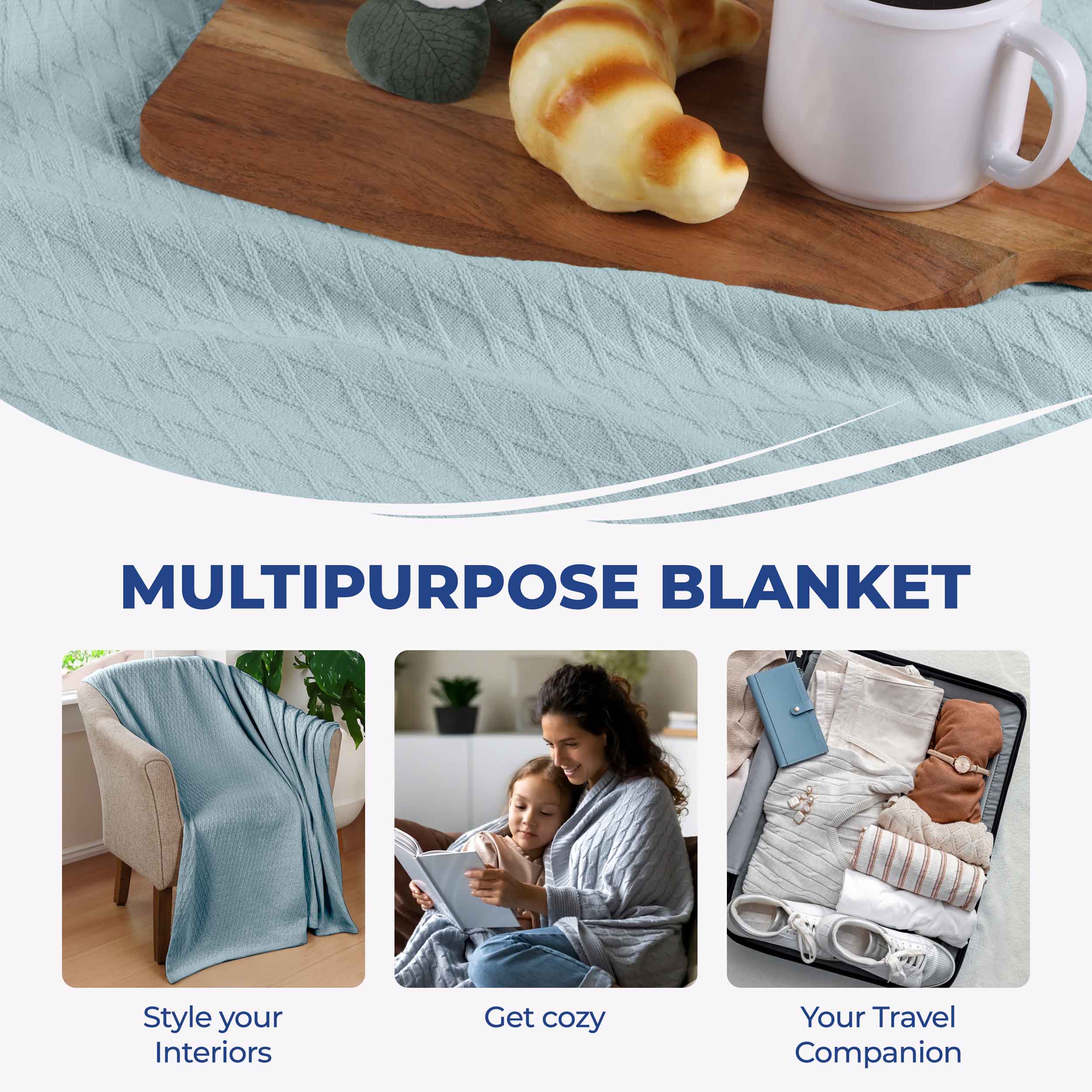 Cotton All Season Diamond Bed Blanket & Sofa Throw - Omnigoodsstore