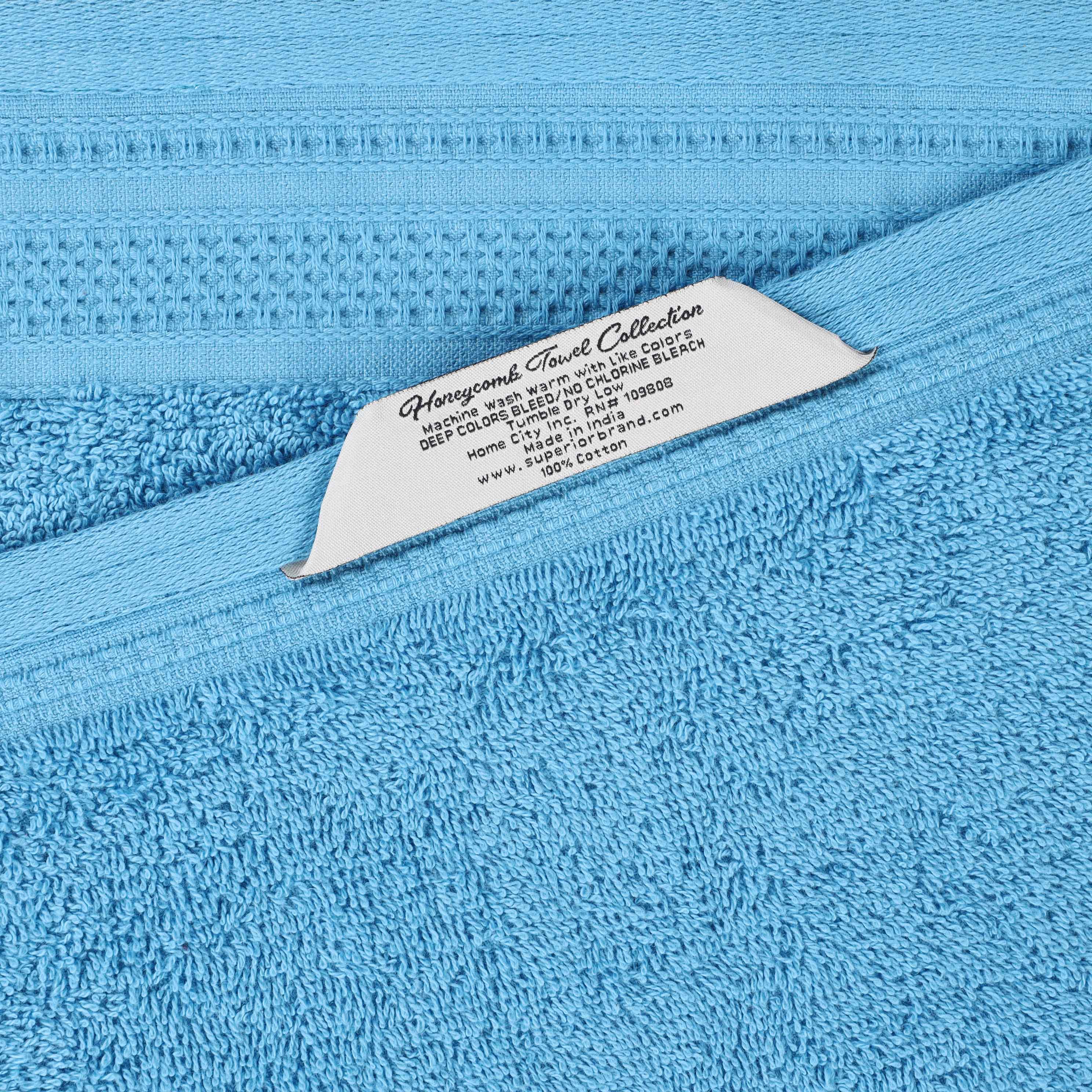 Honeycomb Textured Waffle Border Luxury Cotton Face Towels, Set of 12 - Omnigoodsstore