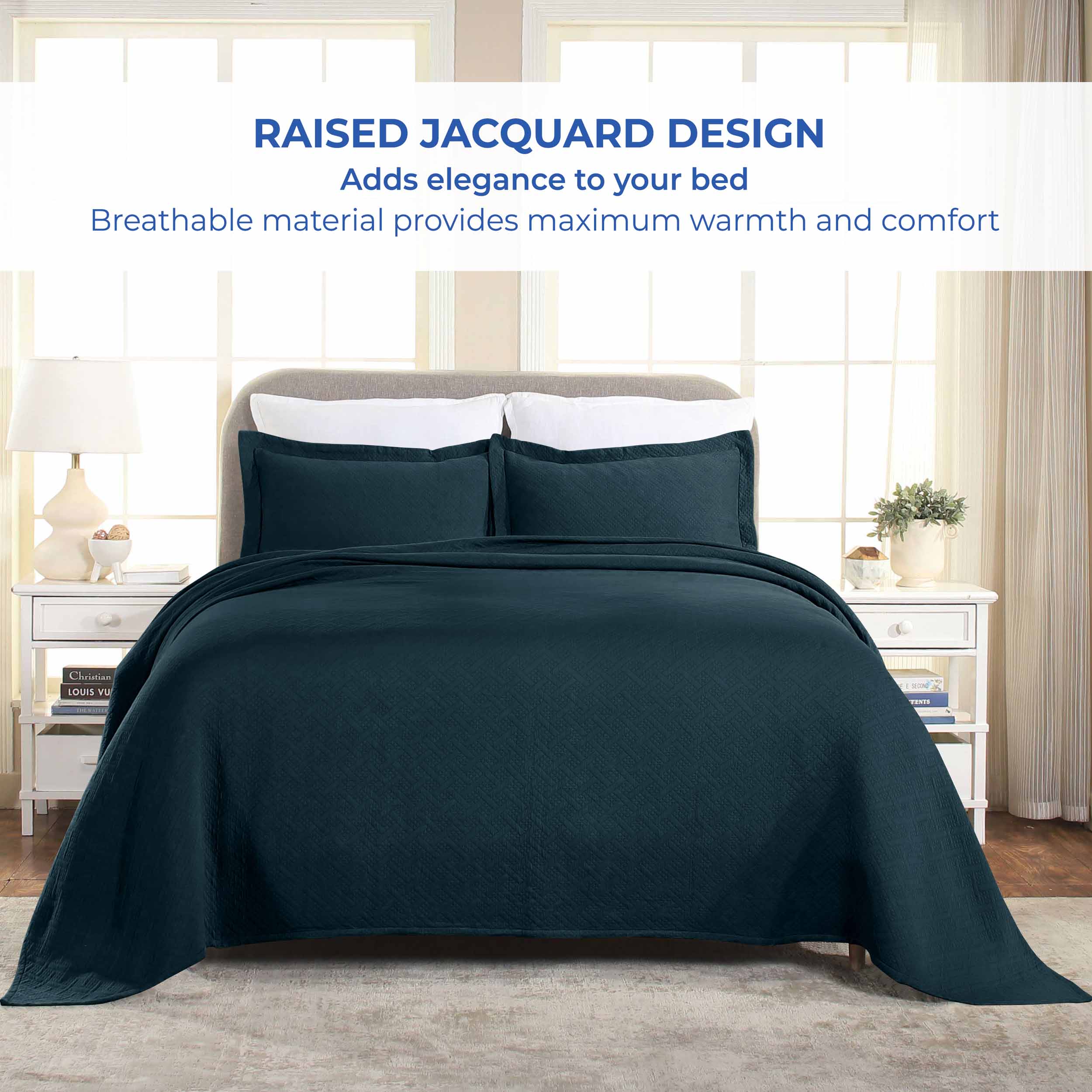 Basket Weave Matelasse Cotton Bedspread Set - Omnigoodsstore