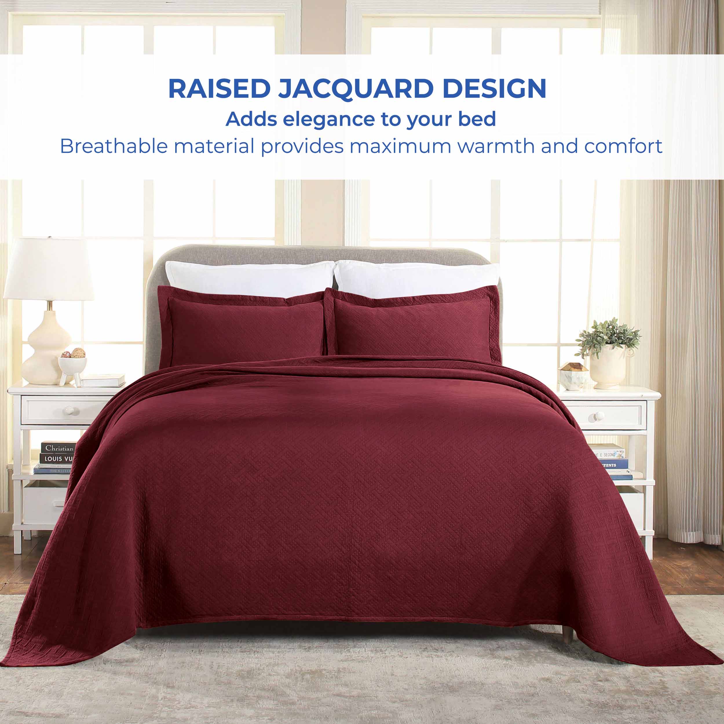 Basket Weave Matelasse Cotton Bedspread Set - Omnigoodsstore