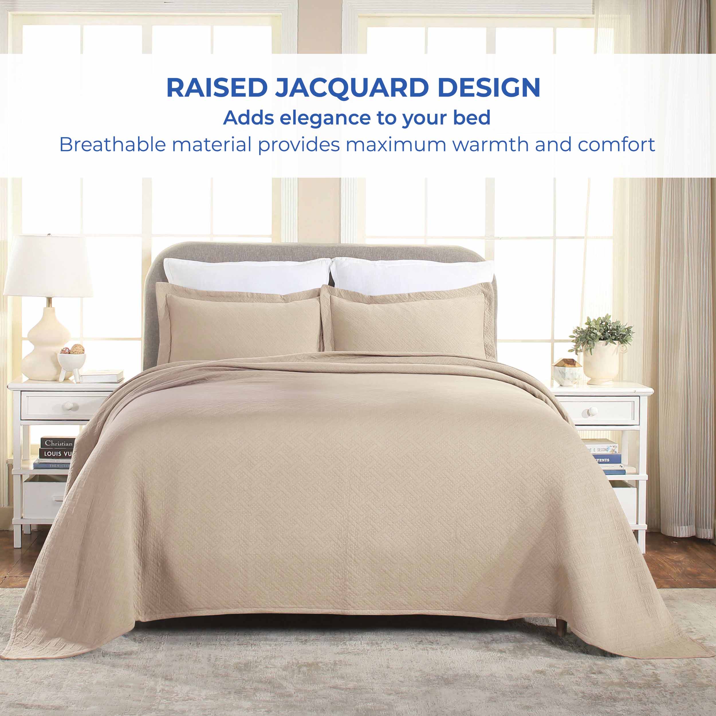 Basket Weave Matelasse Cotton Bedspread Set - Omnigoodsstore