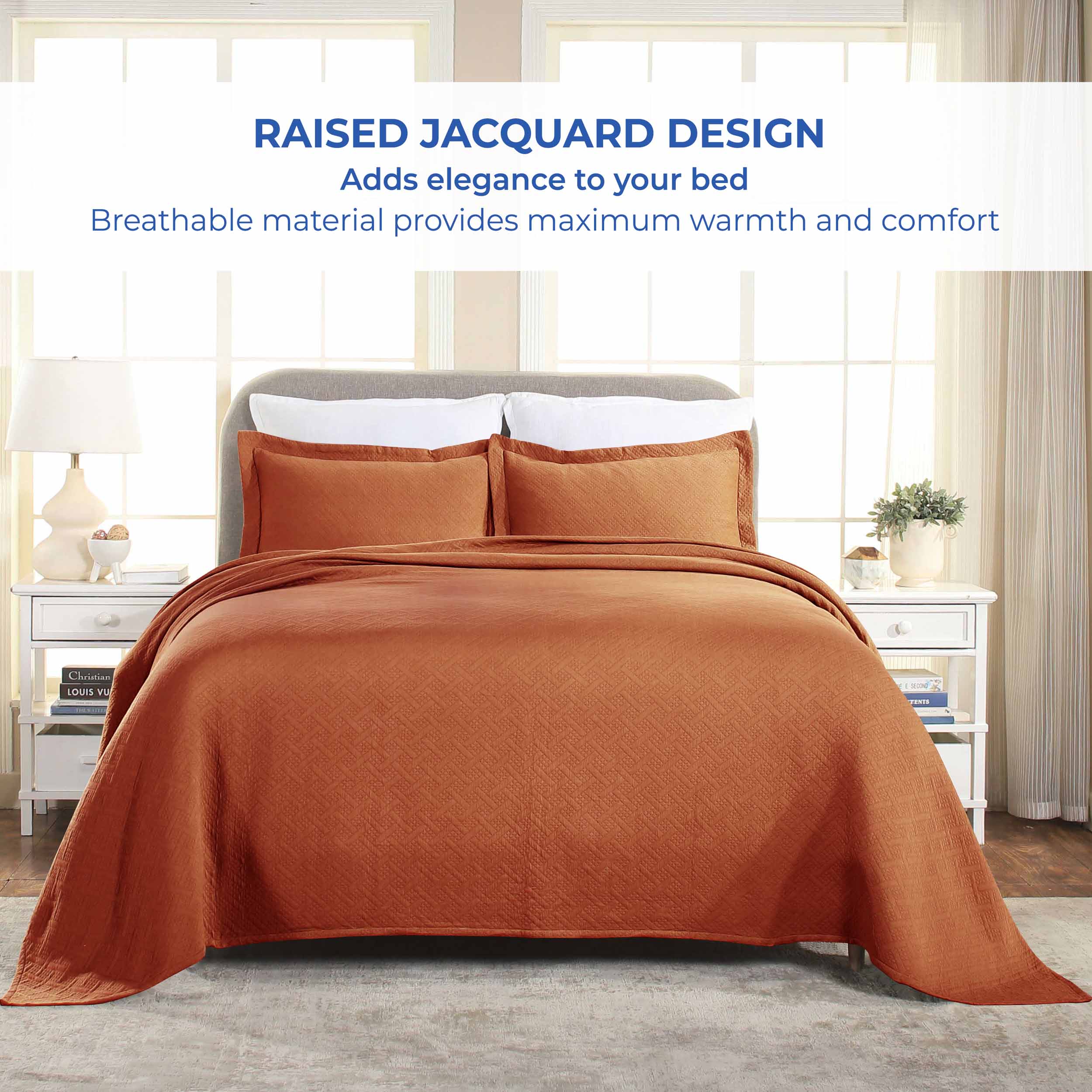 Basket Weave Matelasse Cotton Bedspread Set - Omnigoodsstore