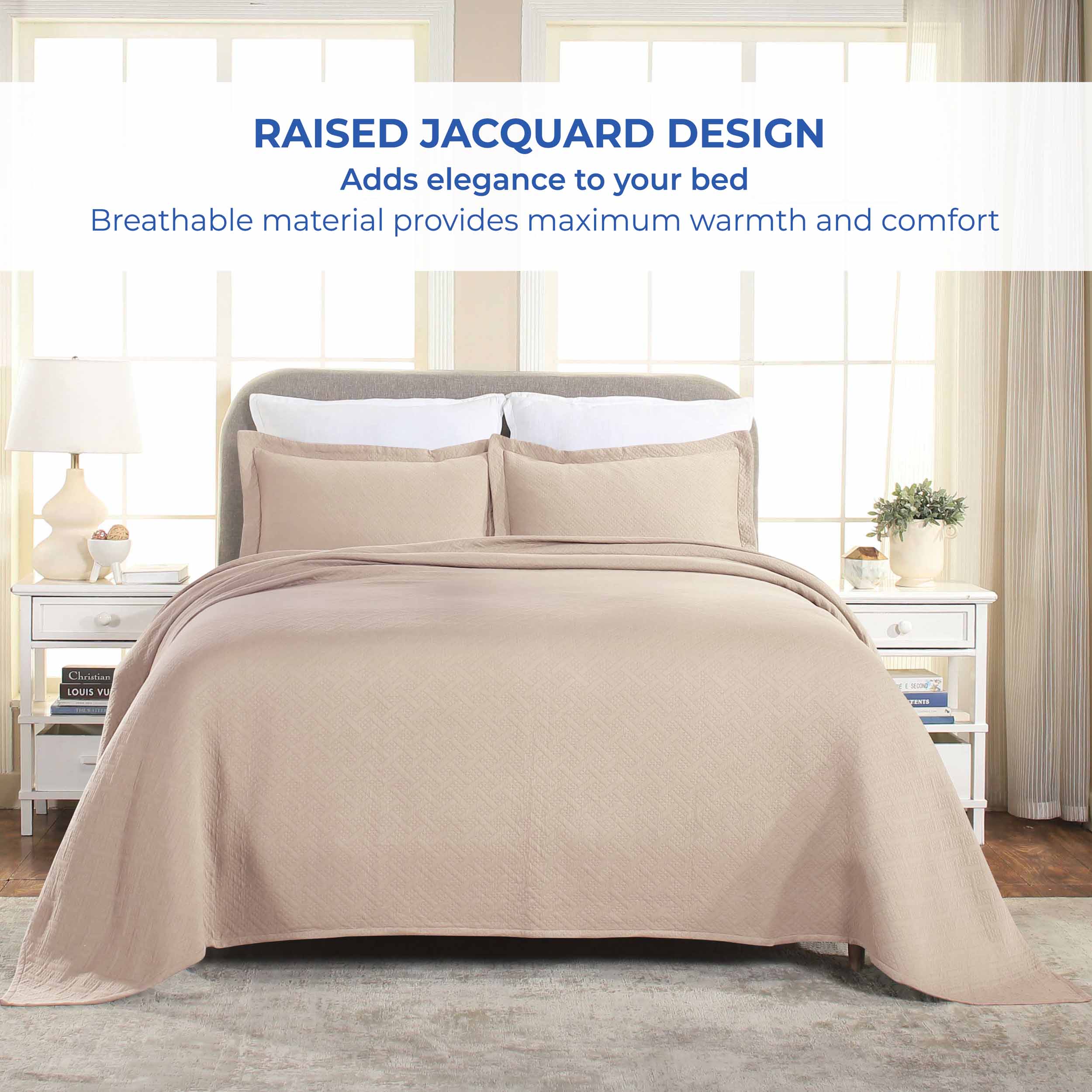Basket Weave Matelasse Cotton Bedspread Set - Omnigoodsstore