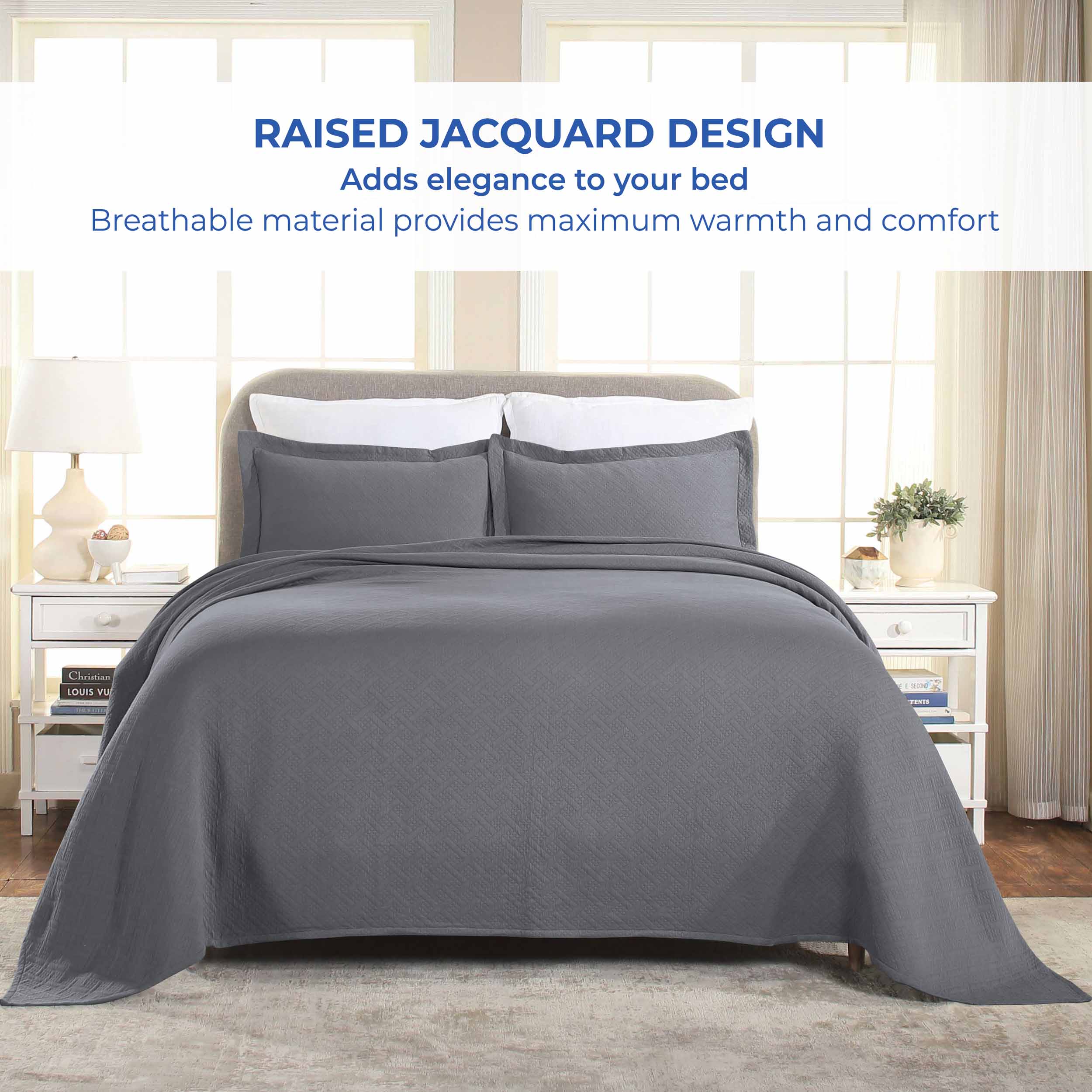 Basket Weave Matelasse Cotton Bedspread Set - Omnigoodsstore