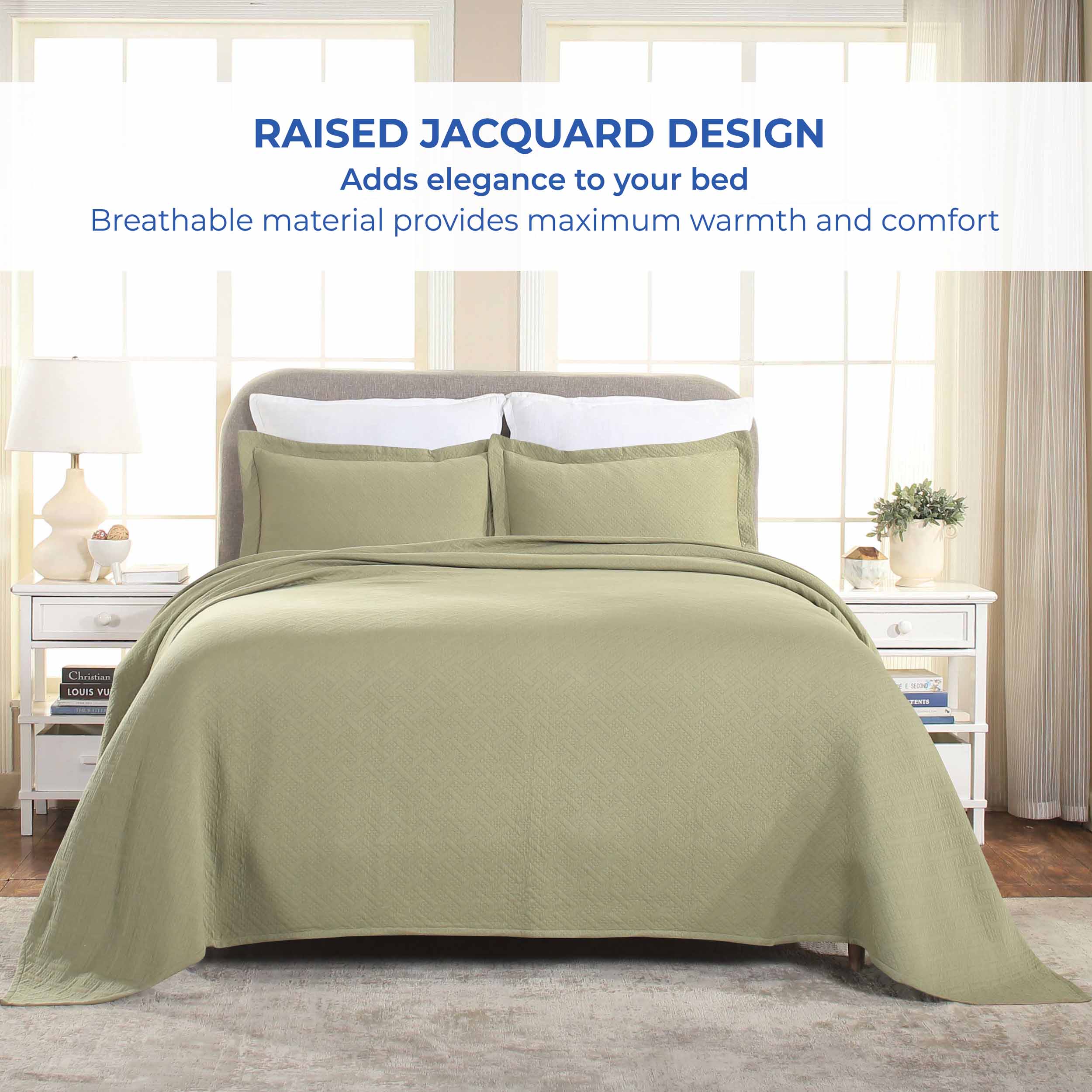 Basket Weave Matelasse Cotton Bedspread Set - Omnigoodsstore