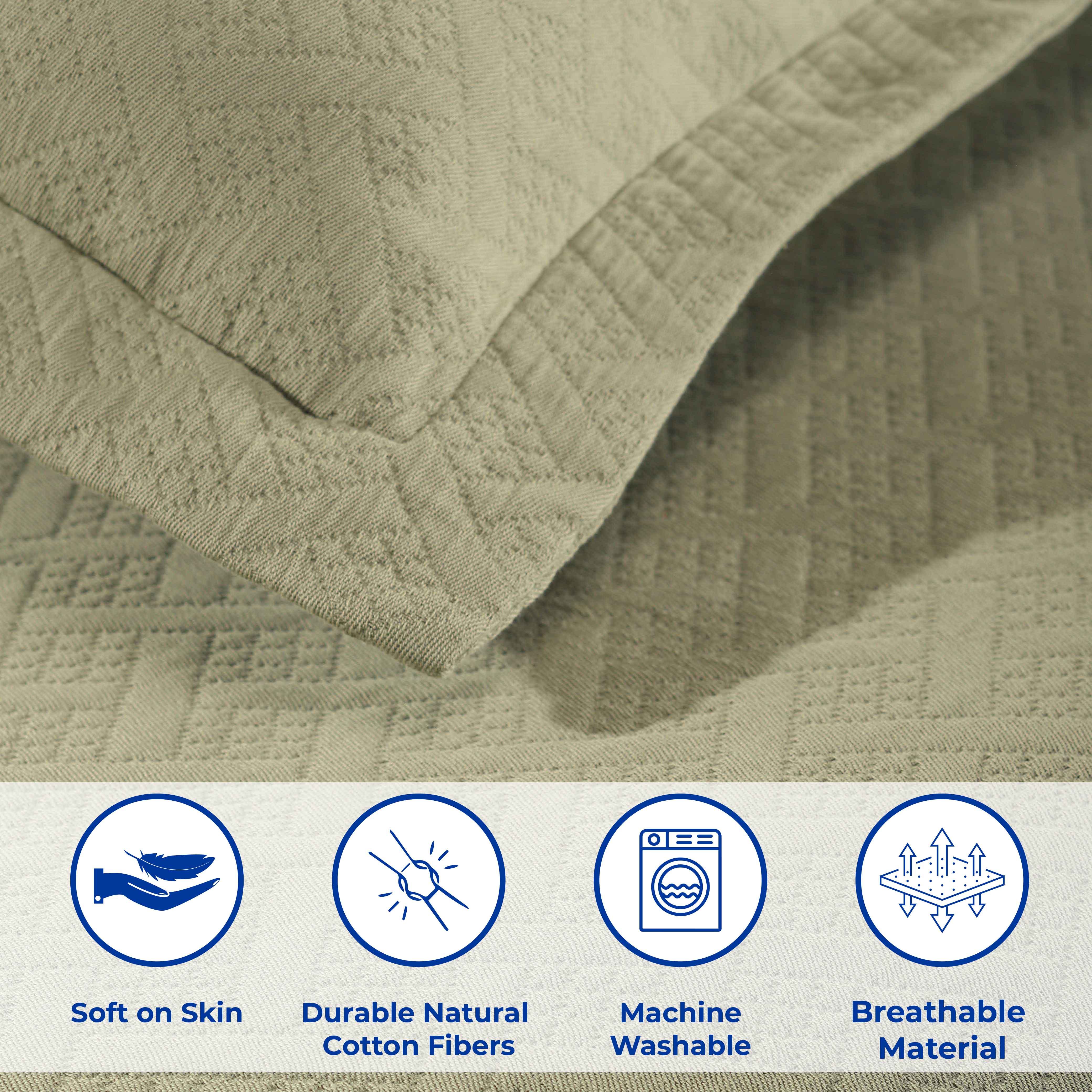 Basket Weave Matelasse Cotton Bedspread Set - Omnigoodsstore