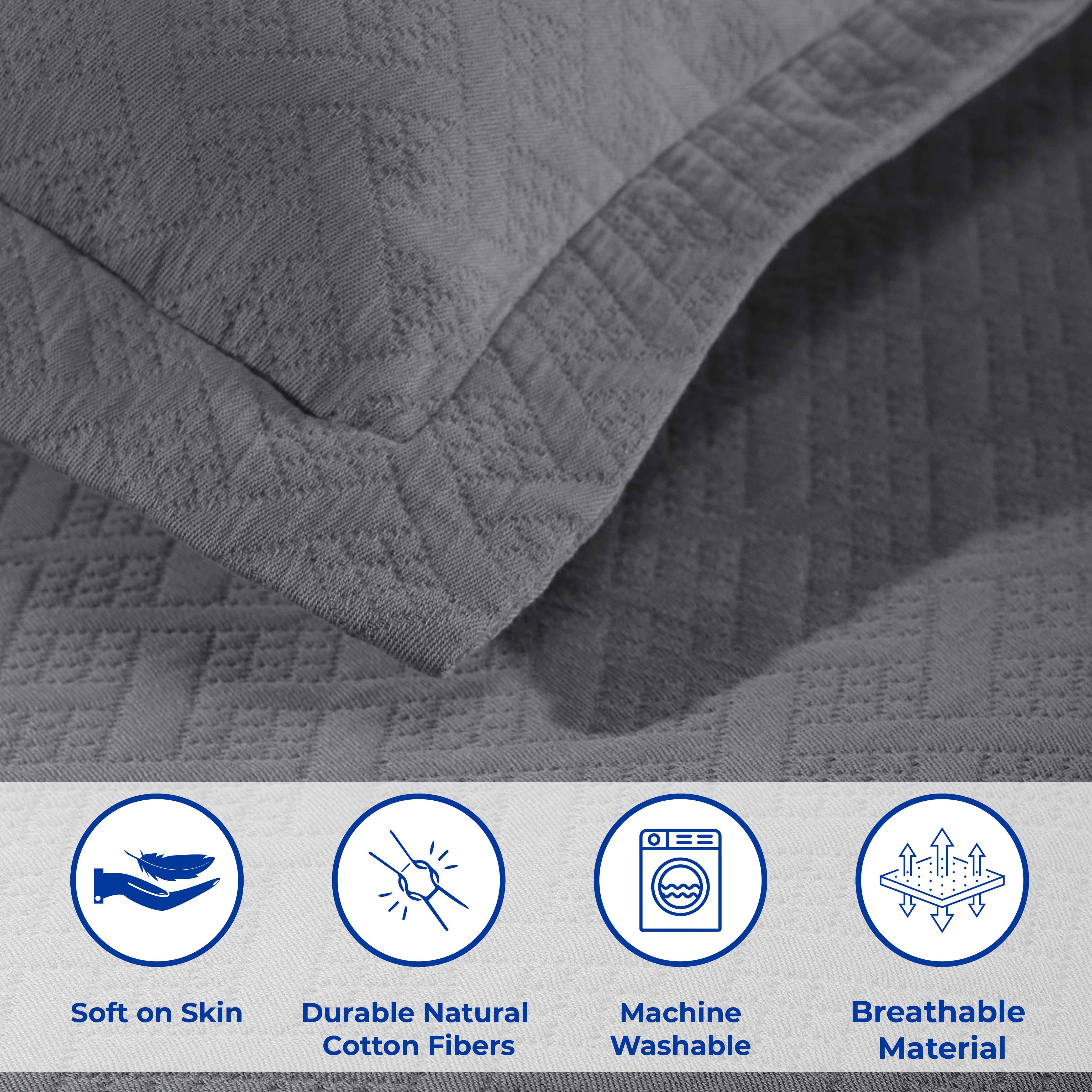 Basket Weave Matelasse Cotton Bedspread Set - Omnigoodsstore