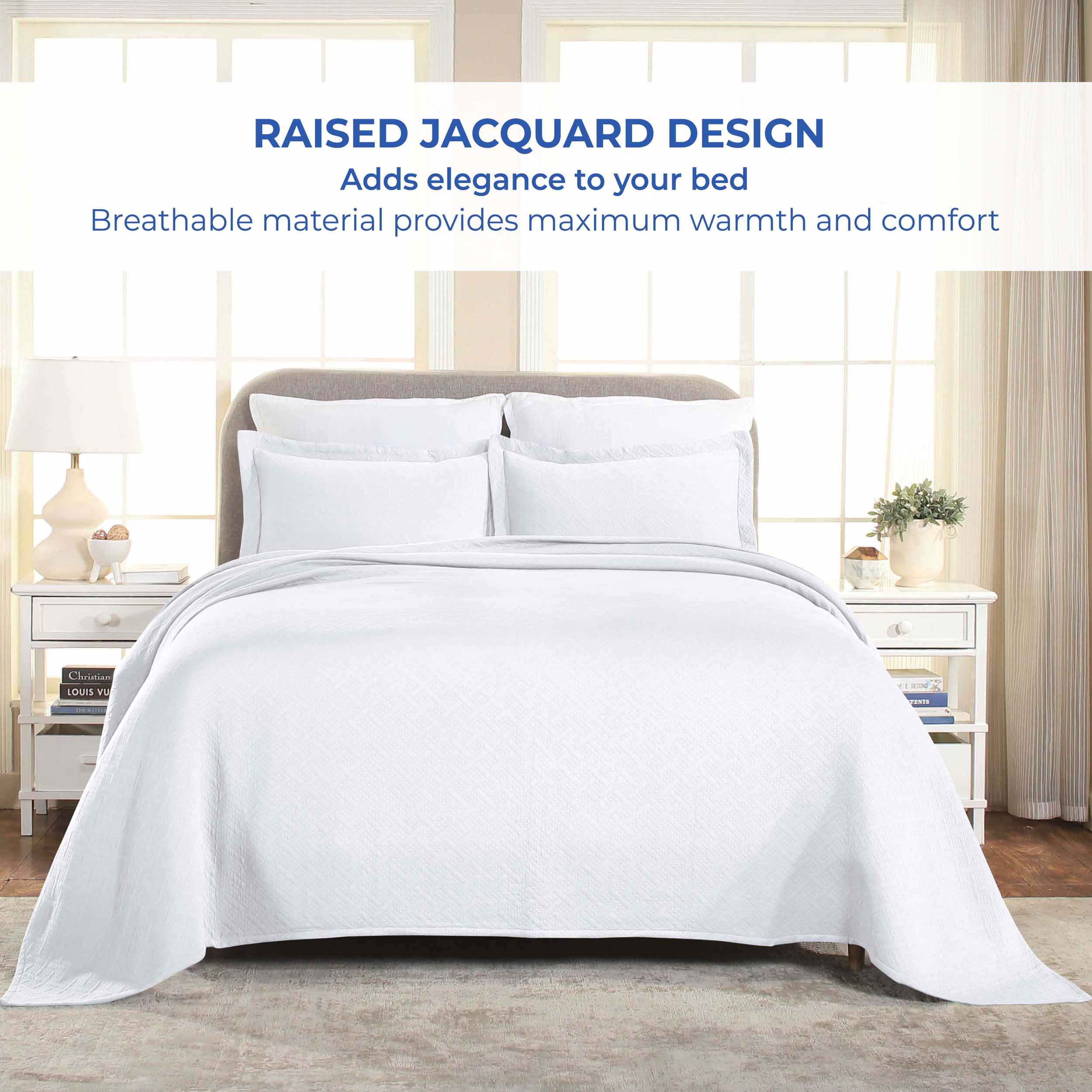 Basket Weave Matelasse Cotton Bedspread Set - Omnigoodsstore