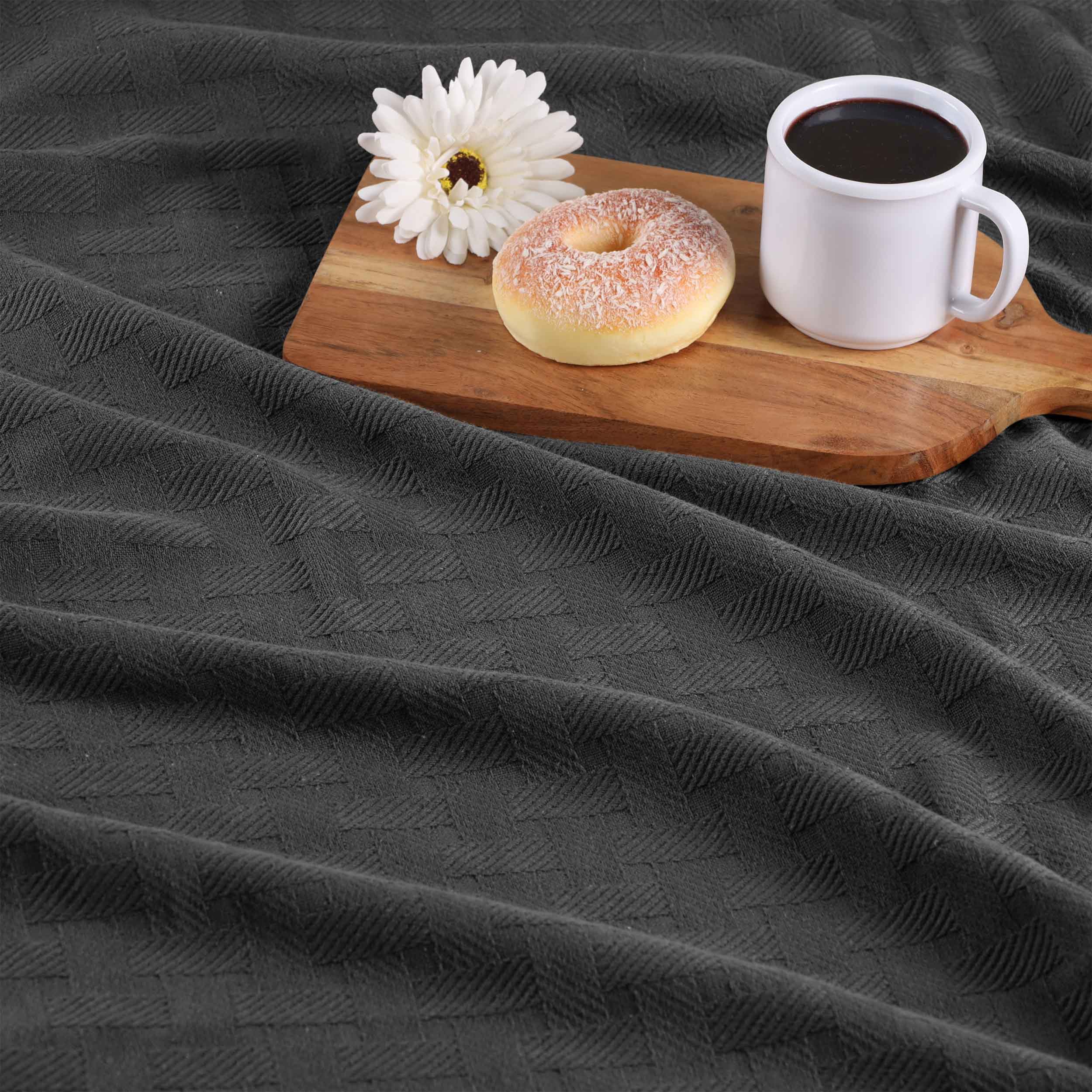 Basketweave All Season Cotton Bed Blanket & Sofa Throw - Omnigoodsstore