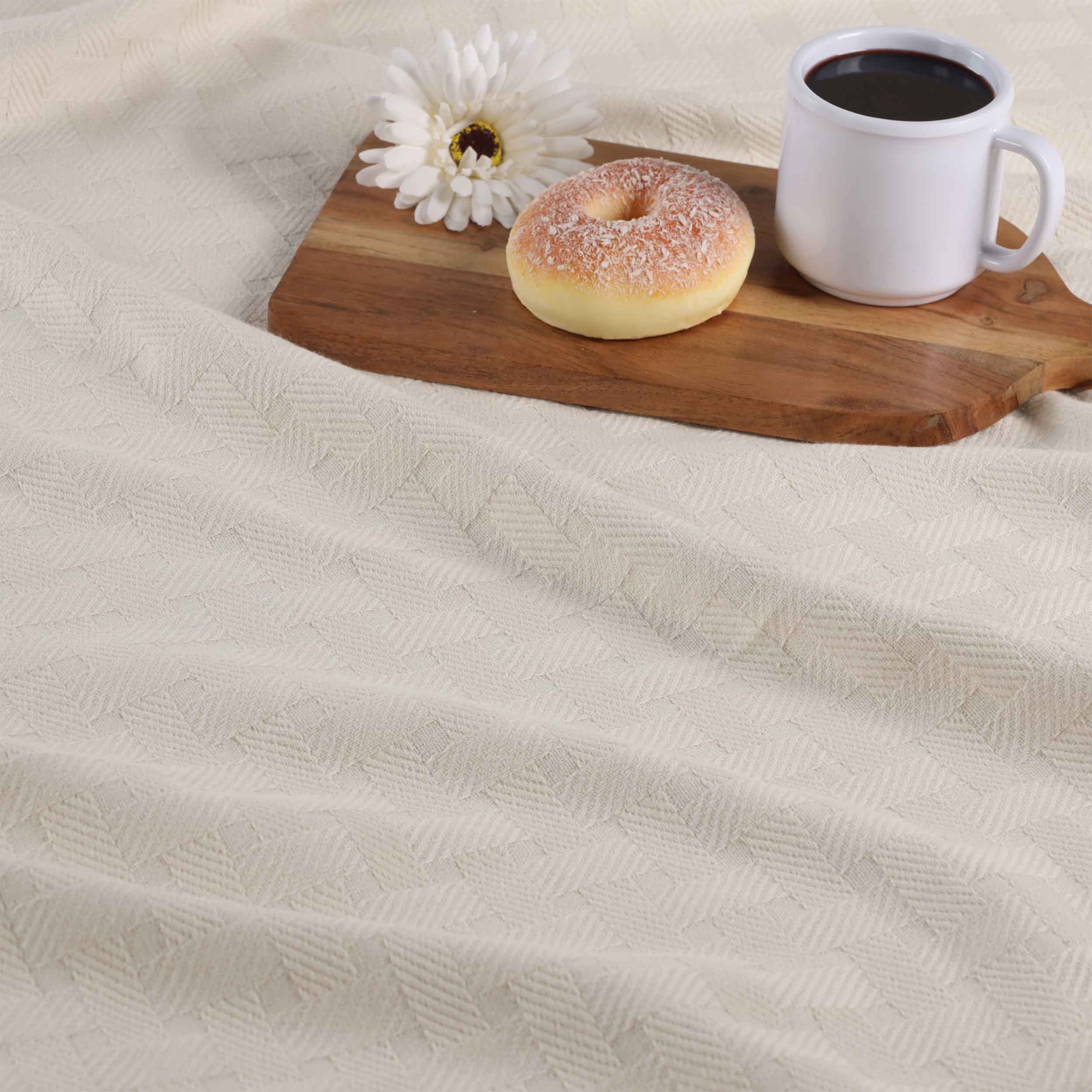 Basketweave All Season Cotton Bed Blanket & Sofa Throw - Omnigoodsstore