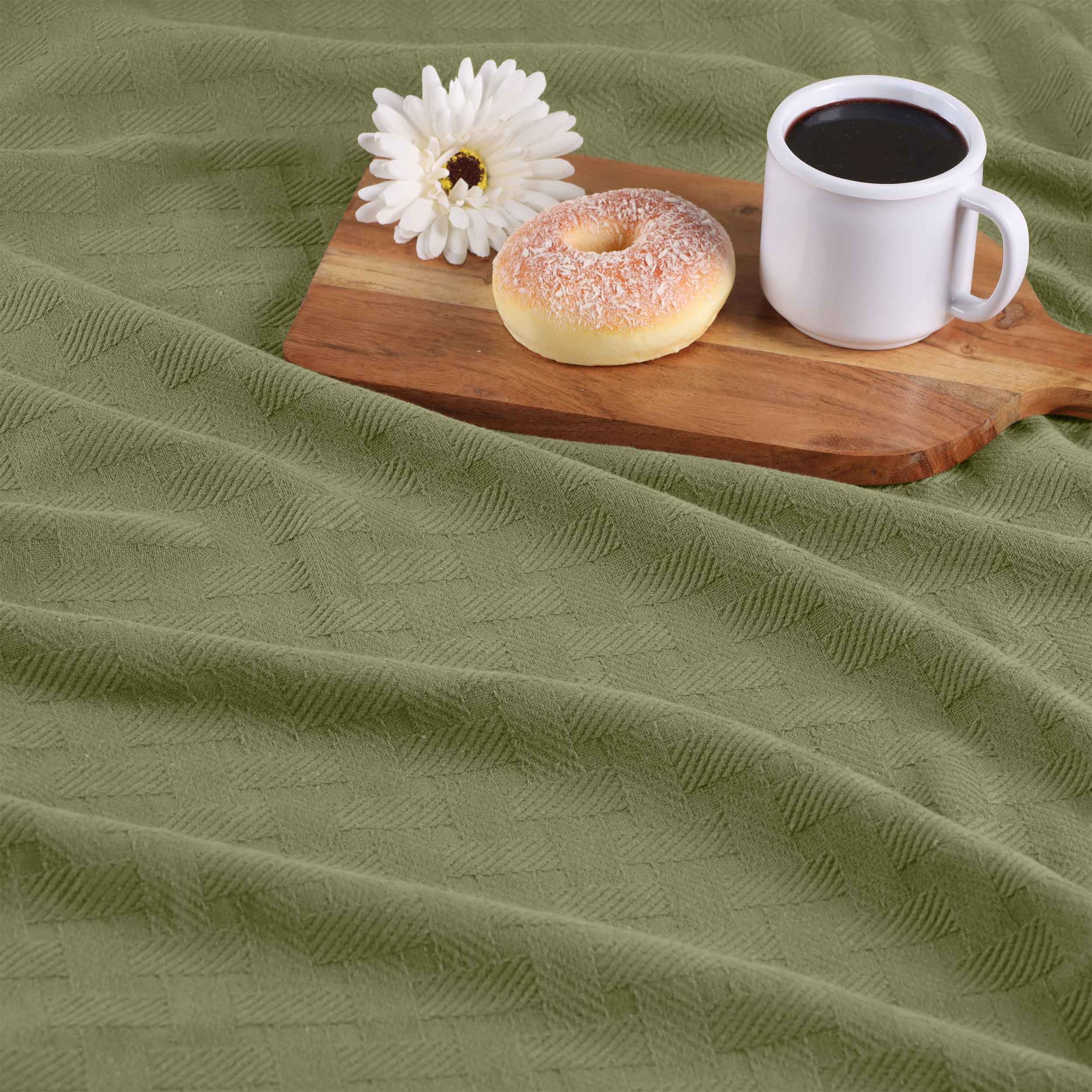 Basketweave All Season Cotton Bed Blanket & Sofa Throw - Omnigoodsstore