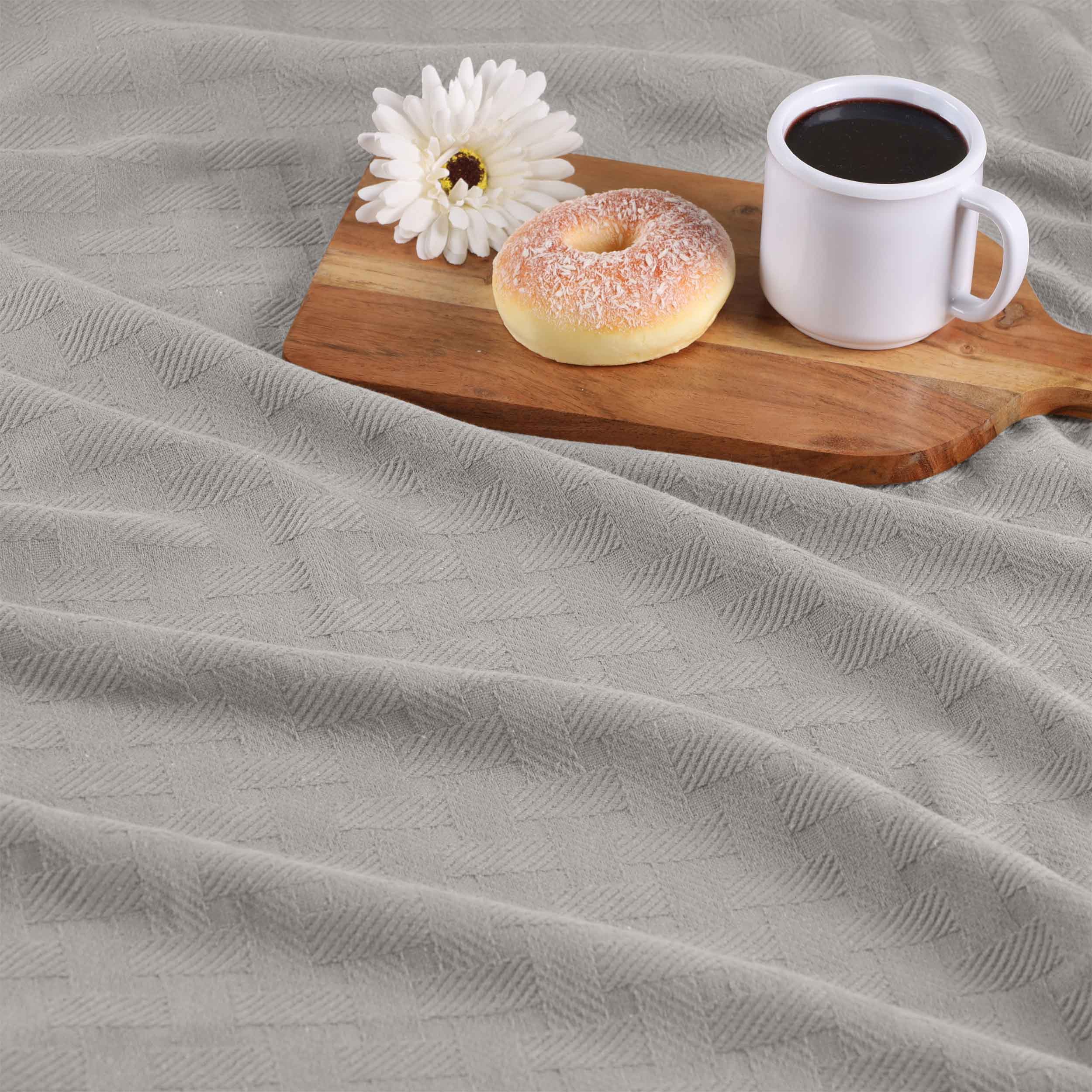 Basketweave All Season Cotton Bed Blanket & Sofa Throw - Omnigoodsstore