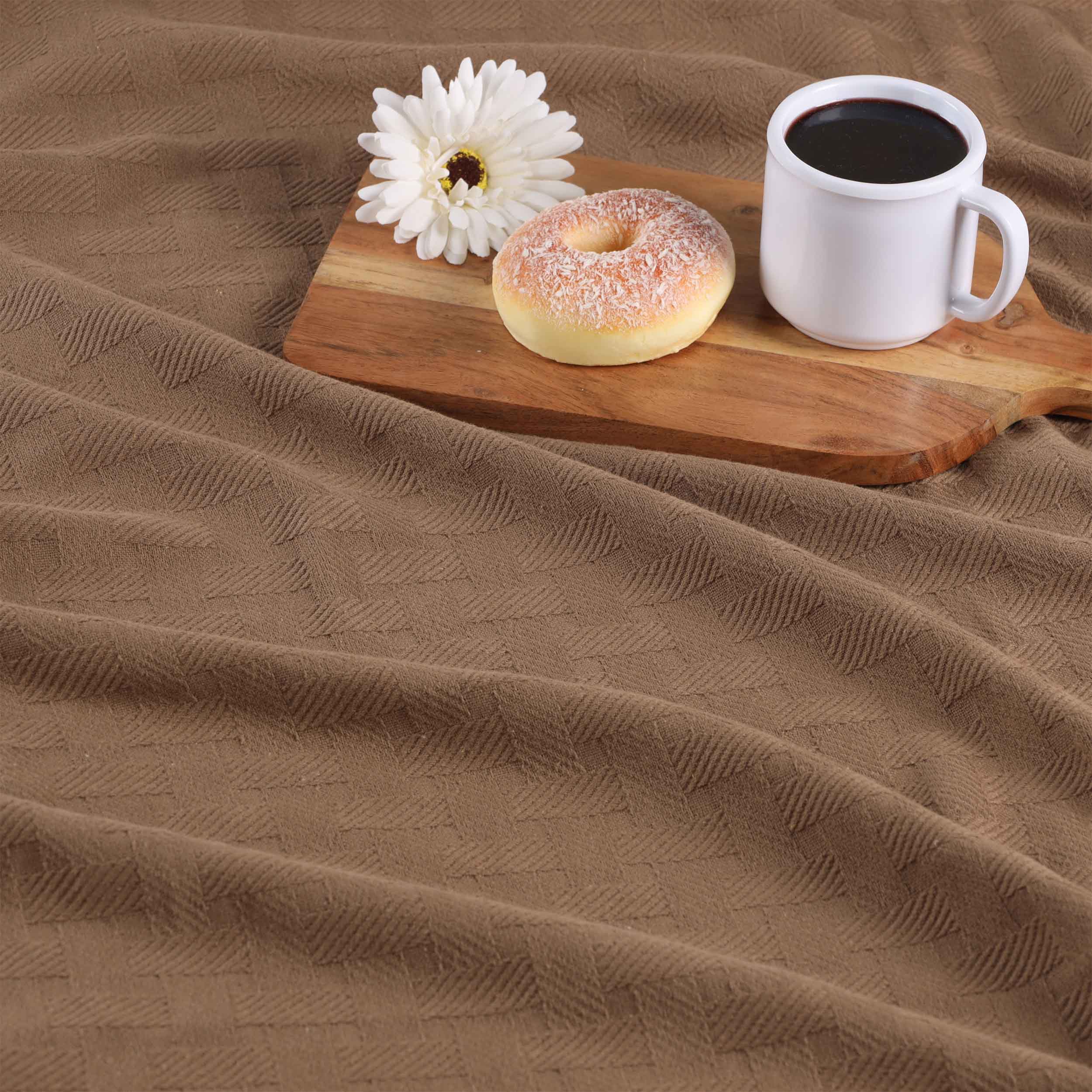 Basketweave All Season Cotton Bed Blanket & Sofa Throw - Omnigoodsstore