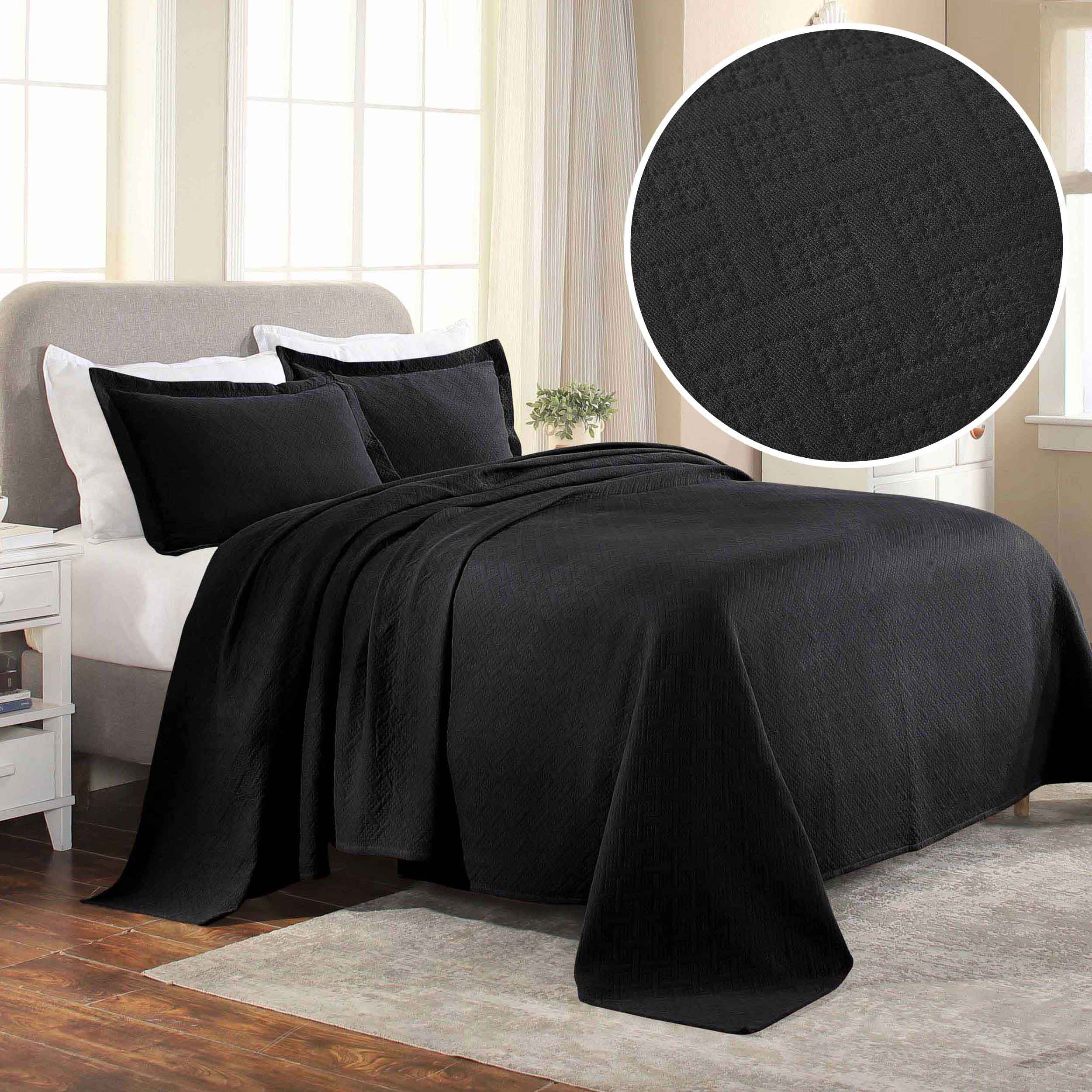 Basket Weave Matelasse Cotton Bedspread Set - Omnigoodsstore