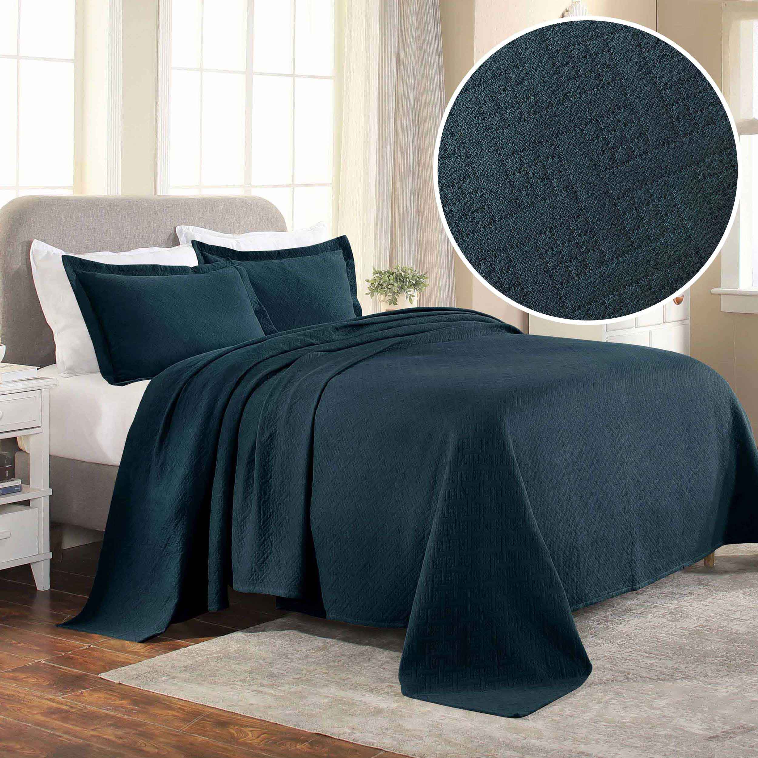 Basket Weave Matelasse Cotton Bedspread Set - Omnigoodsstore