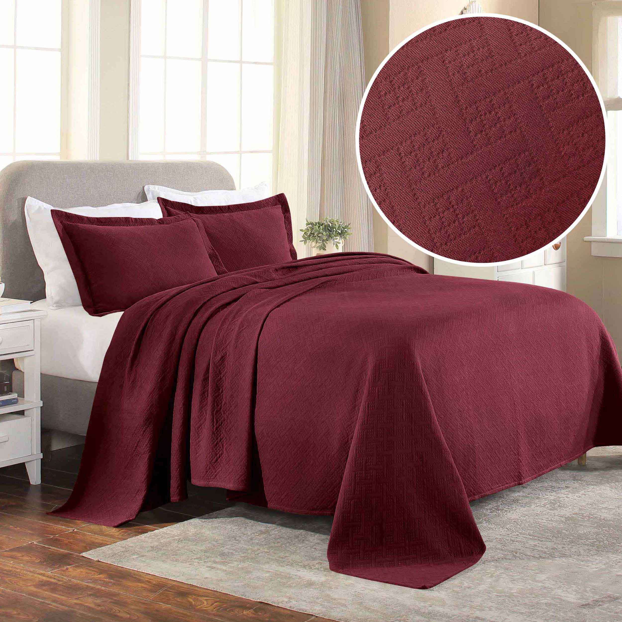 Basket Weave Matelasse Cotton Bedspread Set - Omnigoodsstore