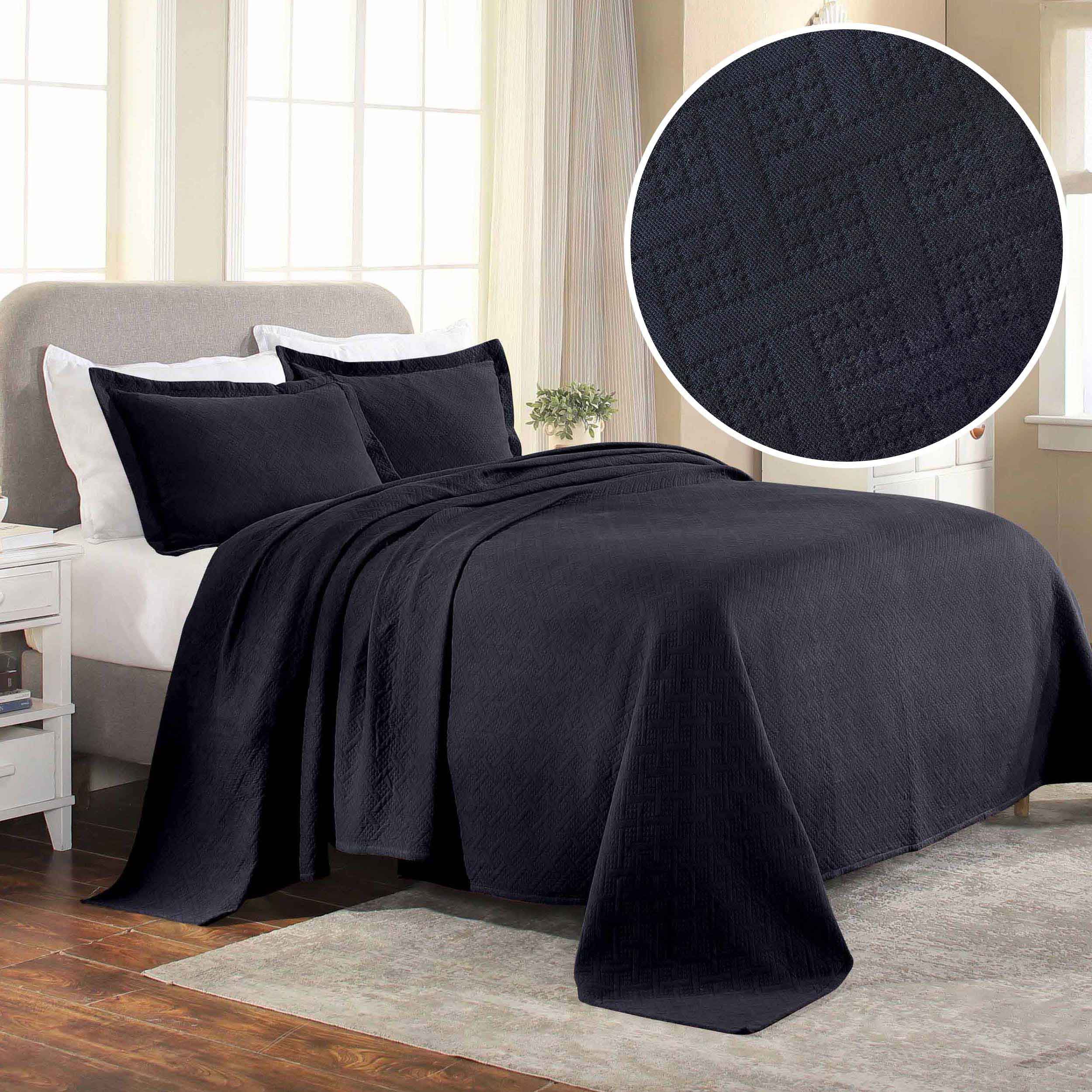 Basket Weave Matelasse Cotton Bedspread Set - Omnigoodsstore