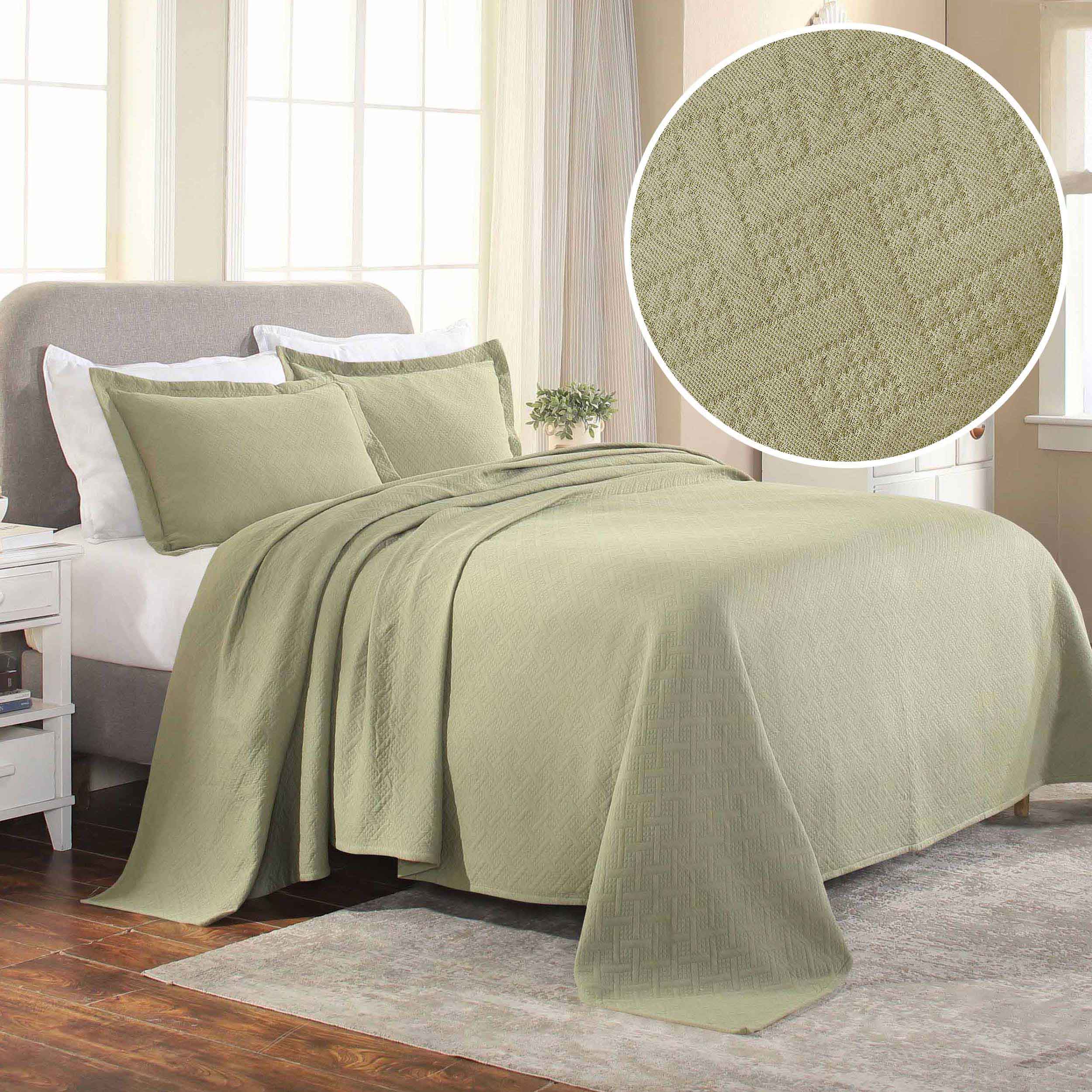 Basket Weave Matelasse Cotton Bedspread Set - Omnigoodsstore