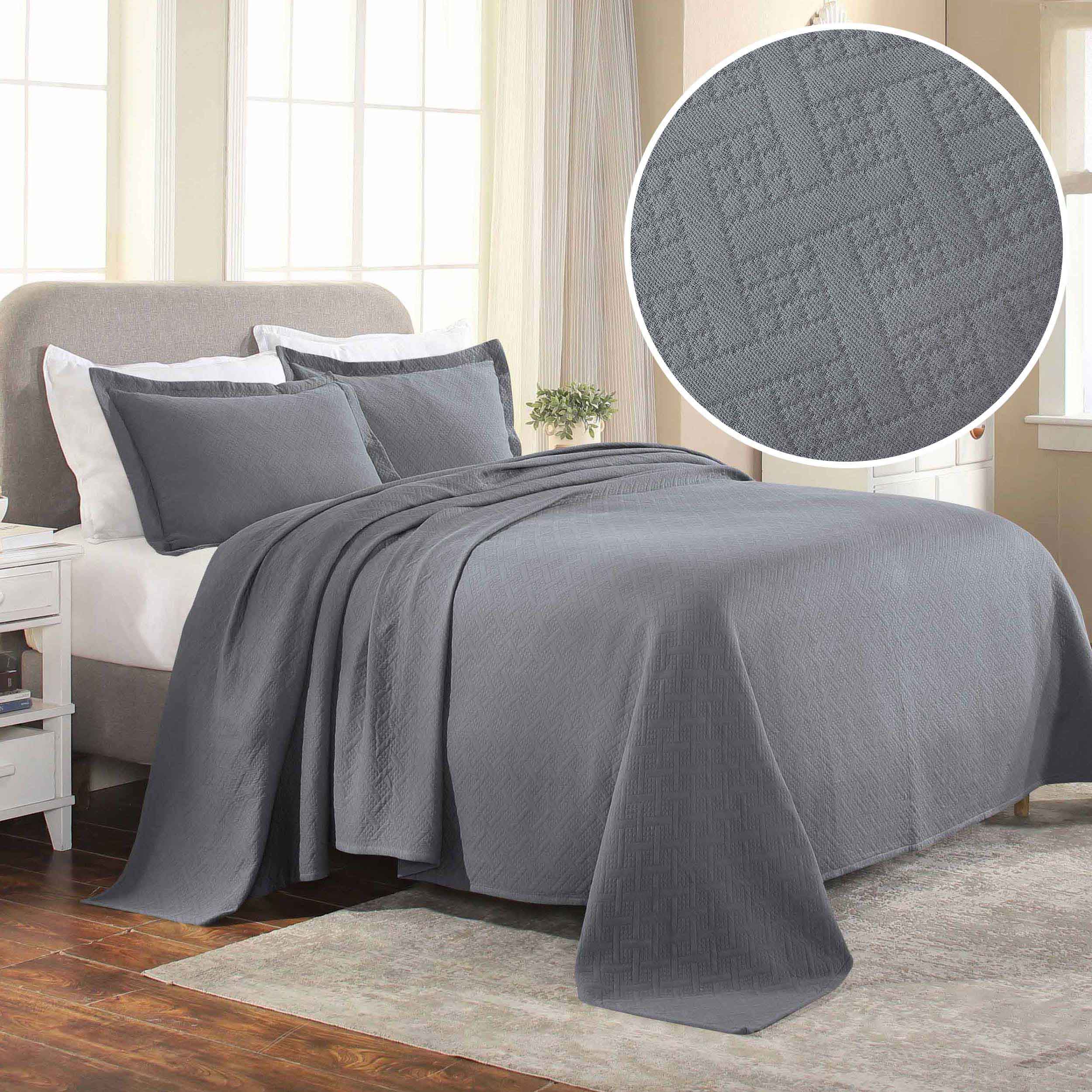 Basket Weave Matelasse Cotton Bedspread Set - Omnigoodsstore