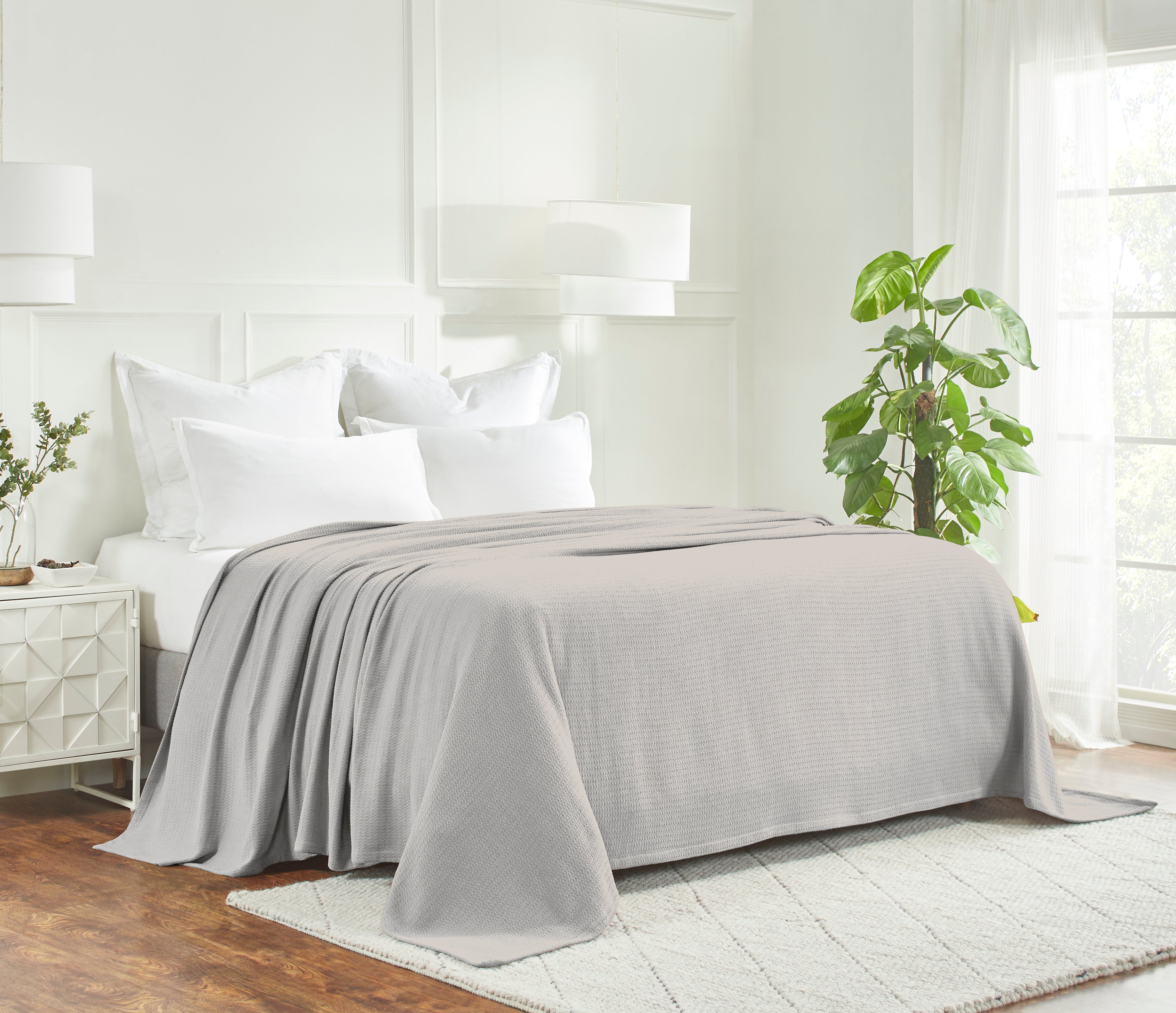 Textured Cotton Weave Solid Waffle Blanket or Throw - Omnigoodsstore