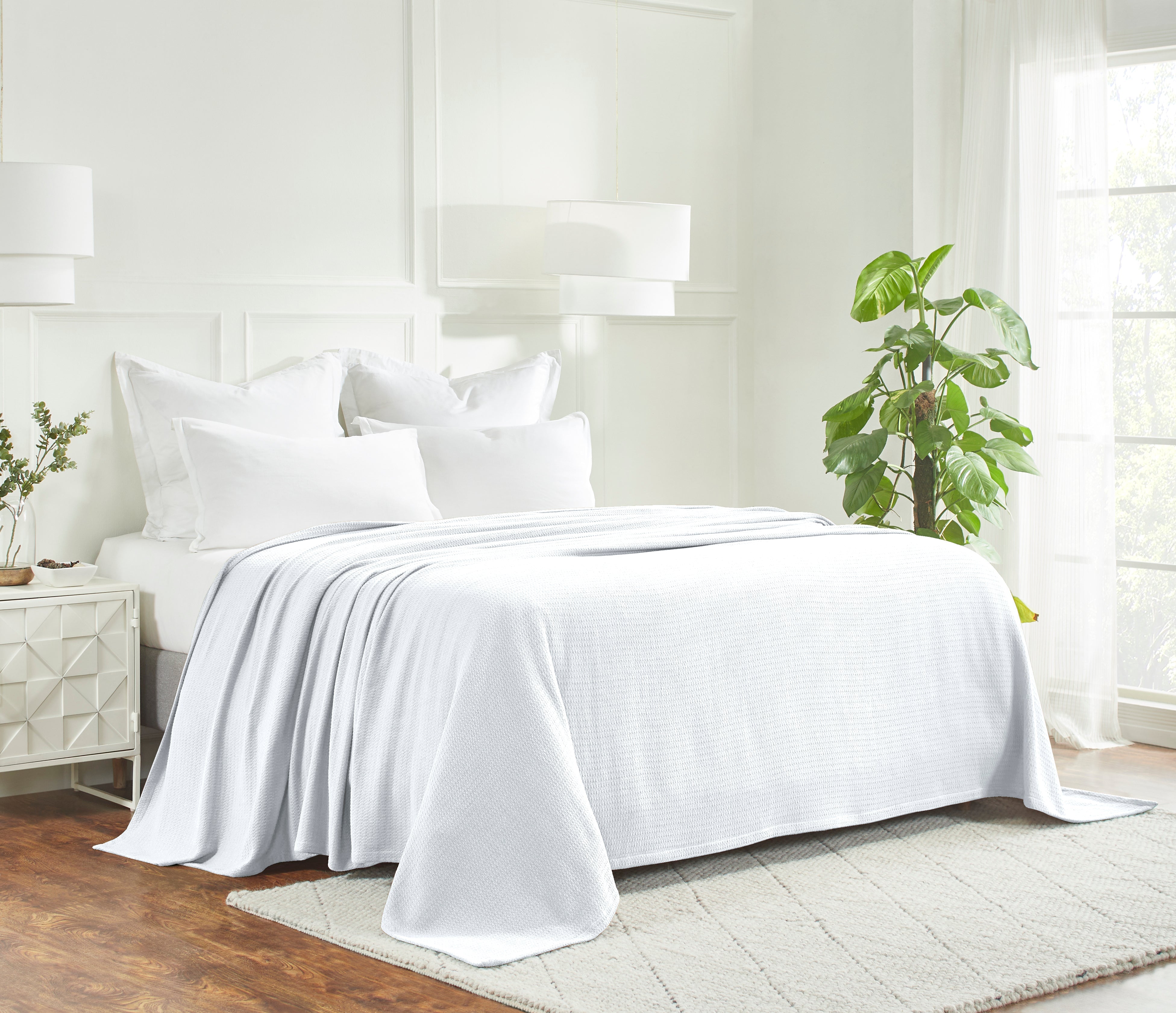 Textured Cotton Weave Solid Waffle Blanket or Throw - Omnigoodsstore