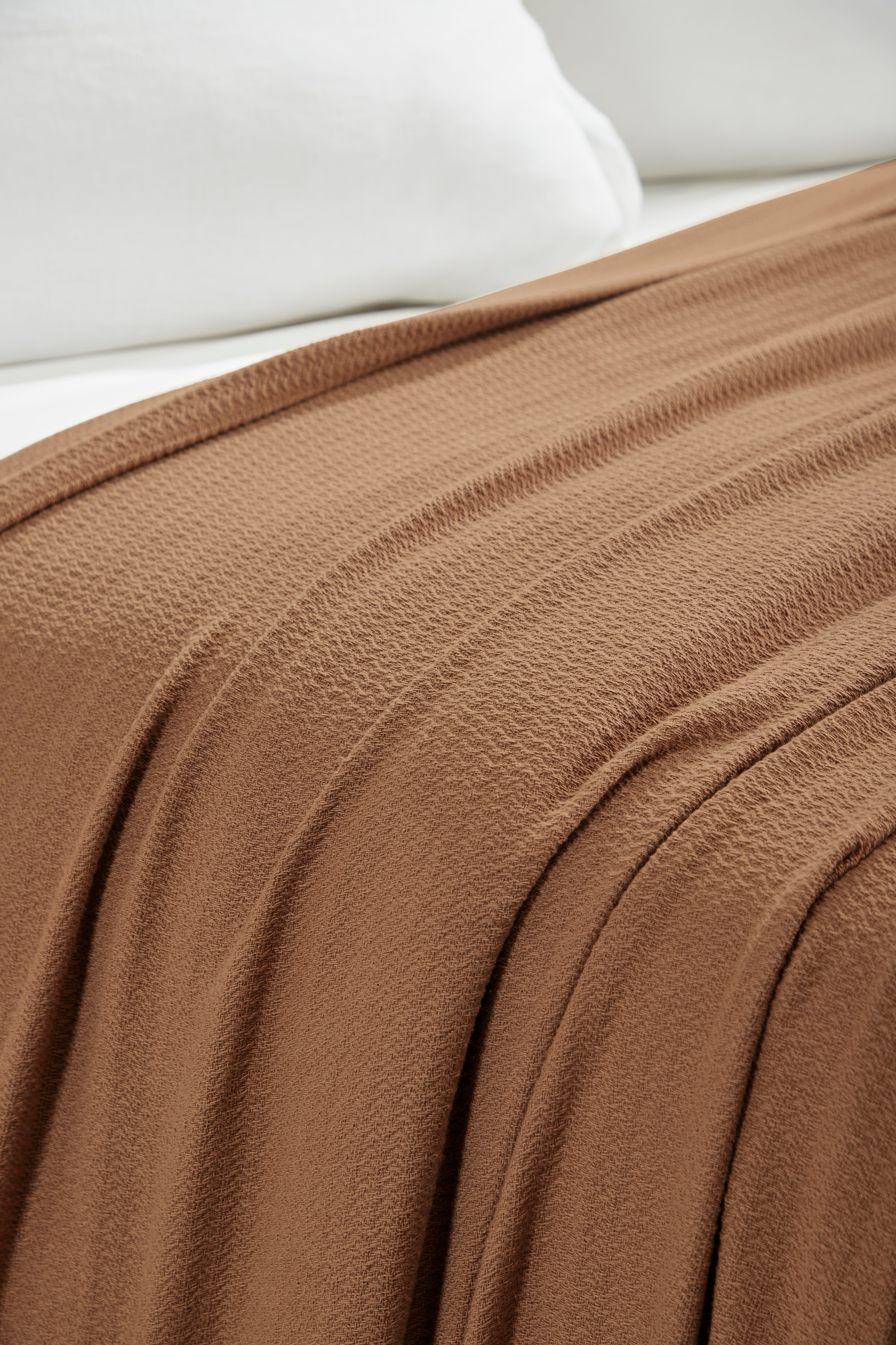 Textured Cotton Weave Solid Waffle Blanket or Throw - Omnigoodsstore