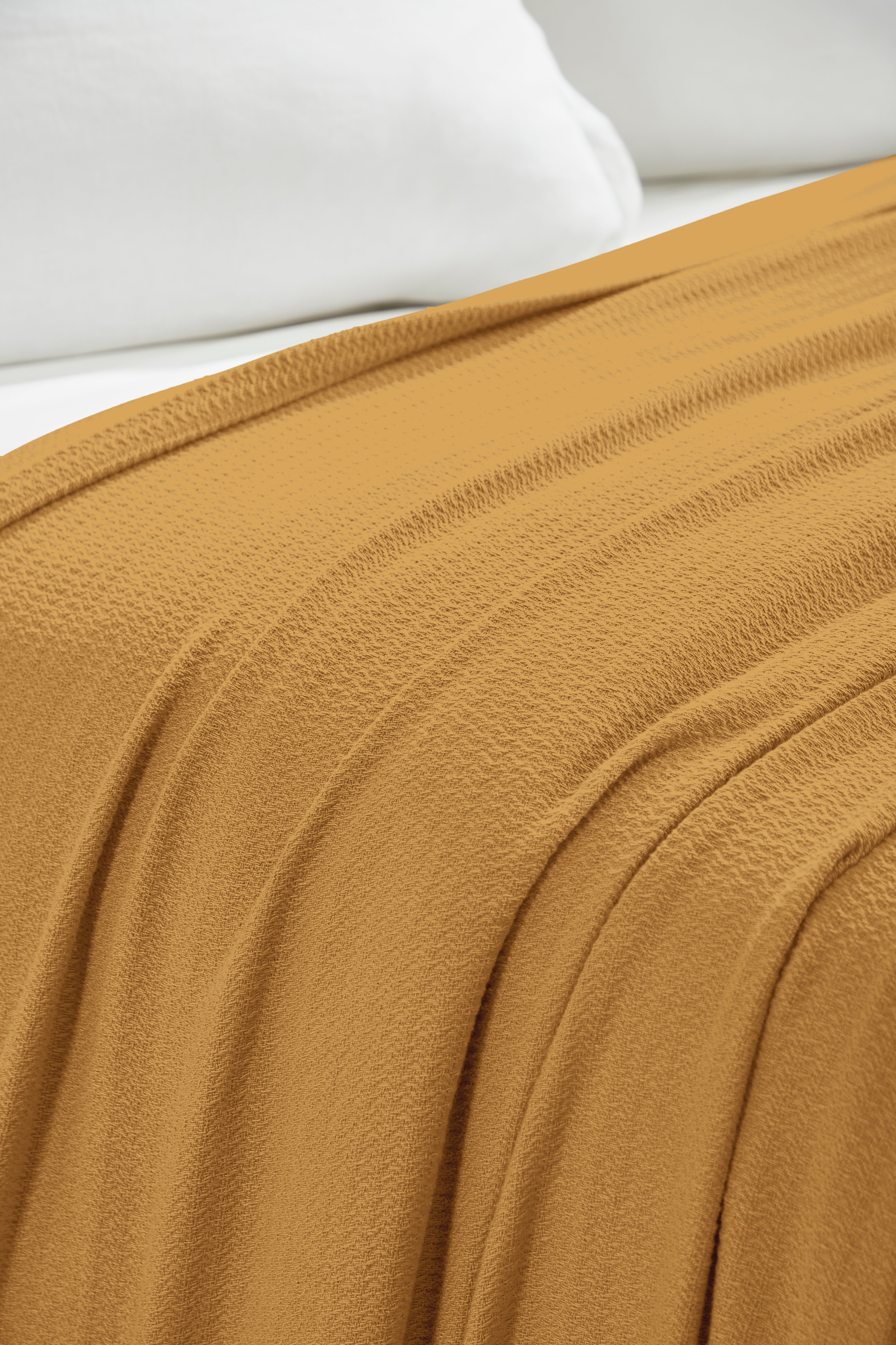 Textured Cotton Weave Solid Waffle Blanket or Throw - Omnigoodsstore