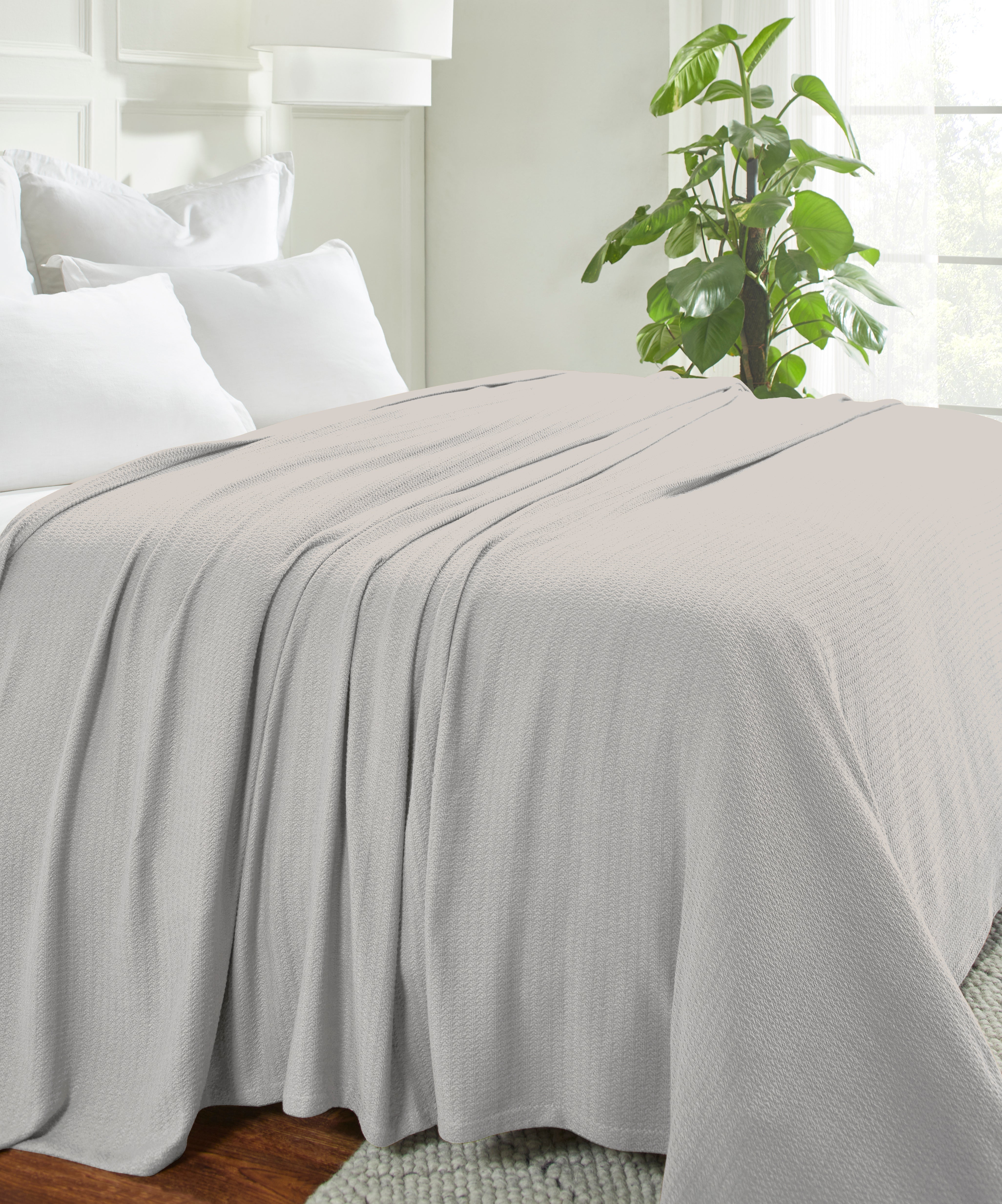 Textured Cotton Weave Solid Waffle Blanket or Throw - Omnigoodsstore