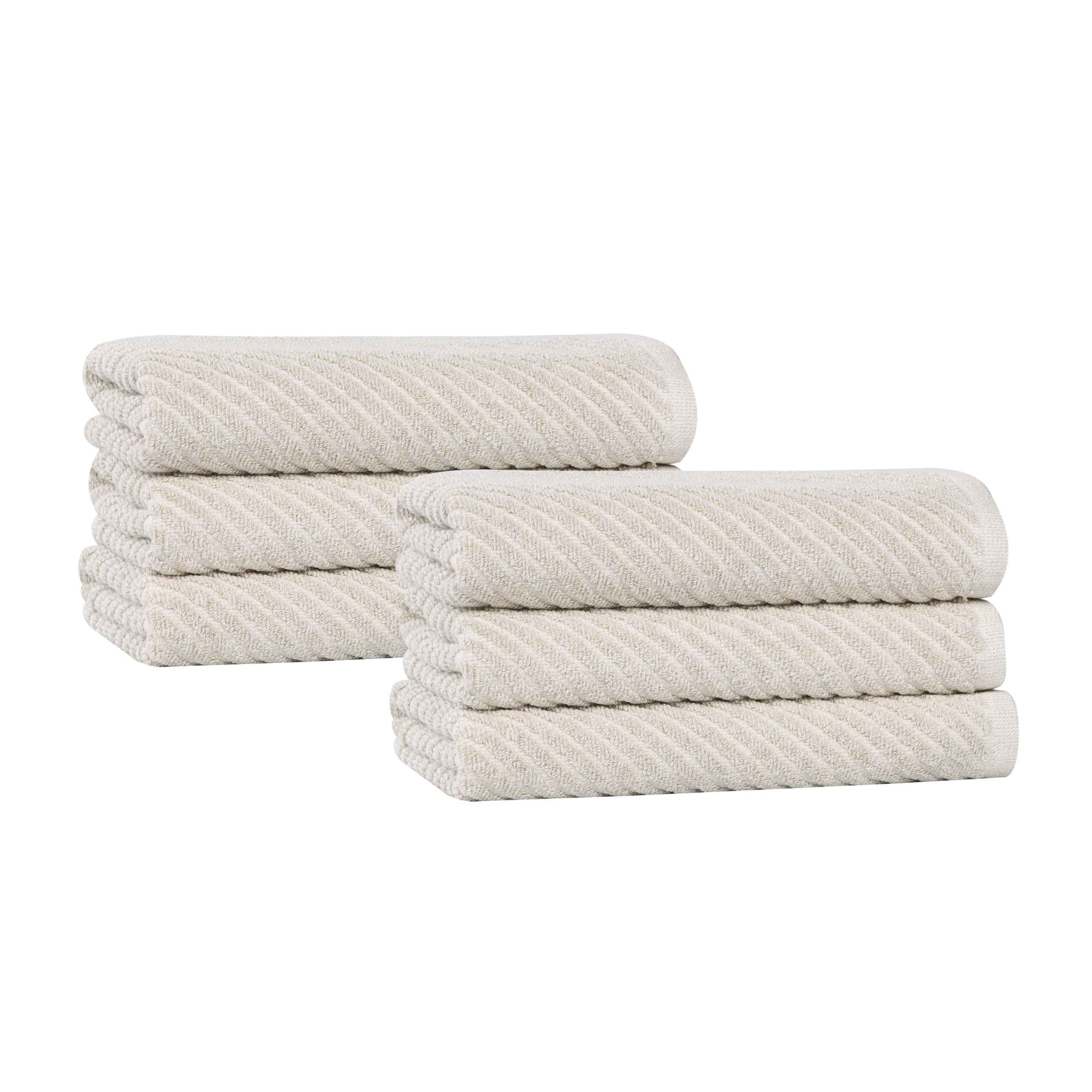 Amelia Cotton Blend Diagonal Stripes Hand Towels, Set of 6 - Omnigoodsstore