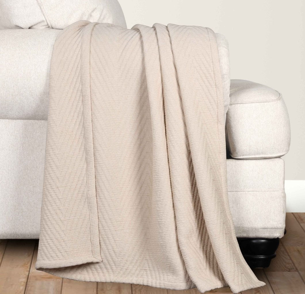 Aswan Cotton Medium Weight Chevron Woven Coverlet - Omnigoodsstore