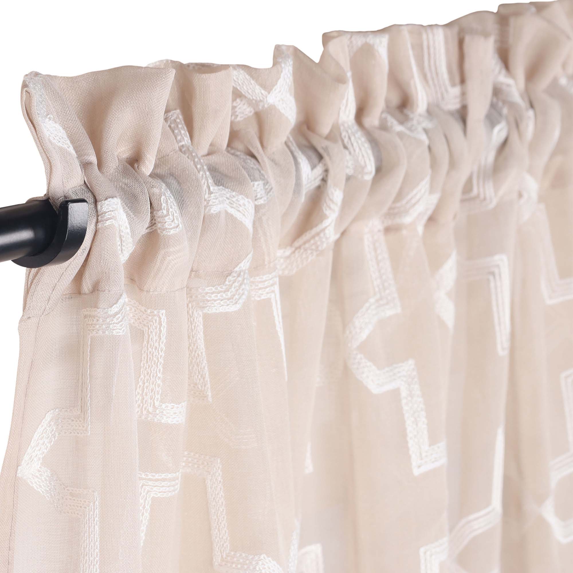 Embroidered Quatrefoil Sheer Grommet Curtain Set - Omnigoodsstore