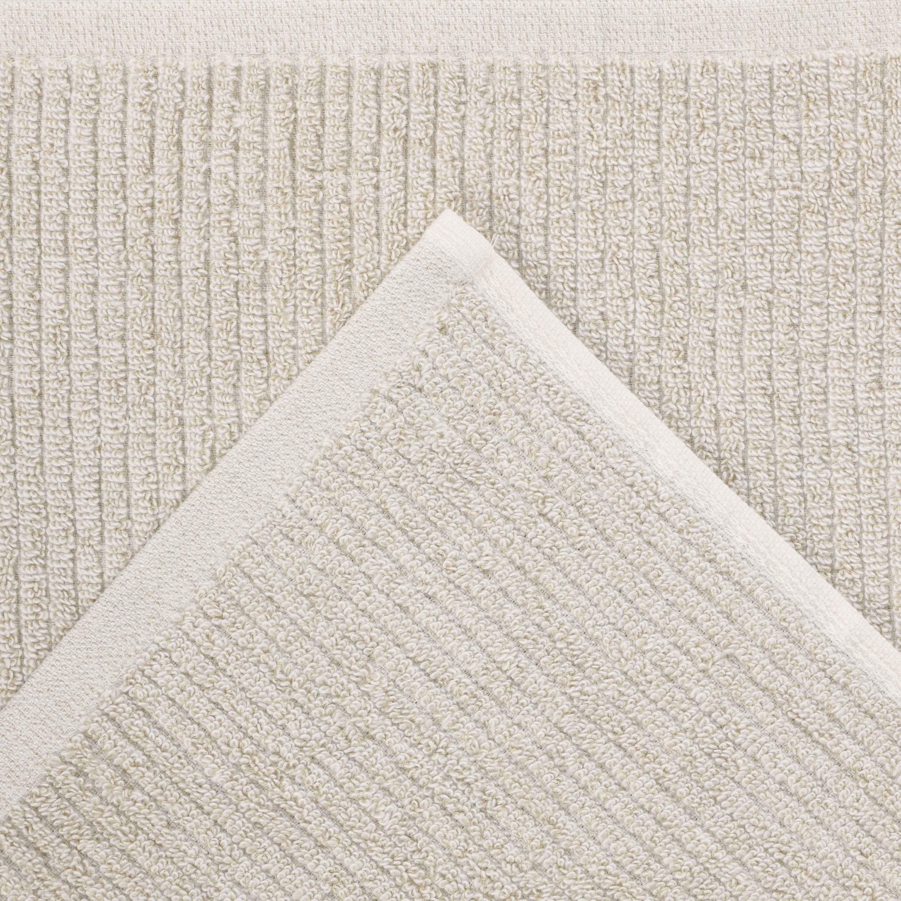 Destin Cotton Blend Solid Ribbed Face Towels Washcloths, Set of 12 - Omnigoodsstore