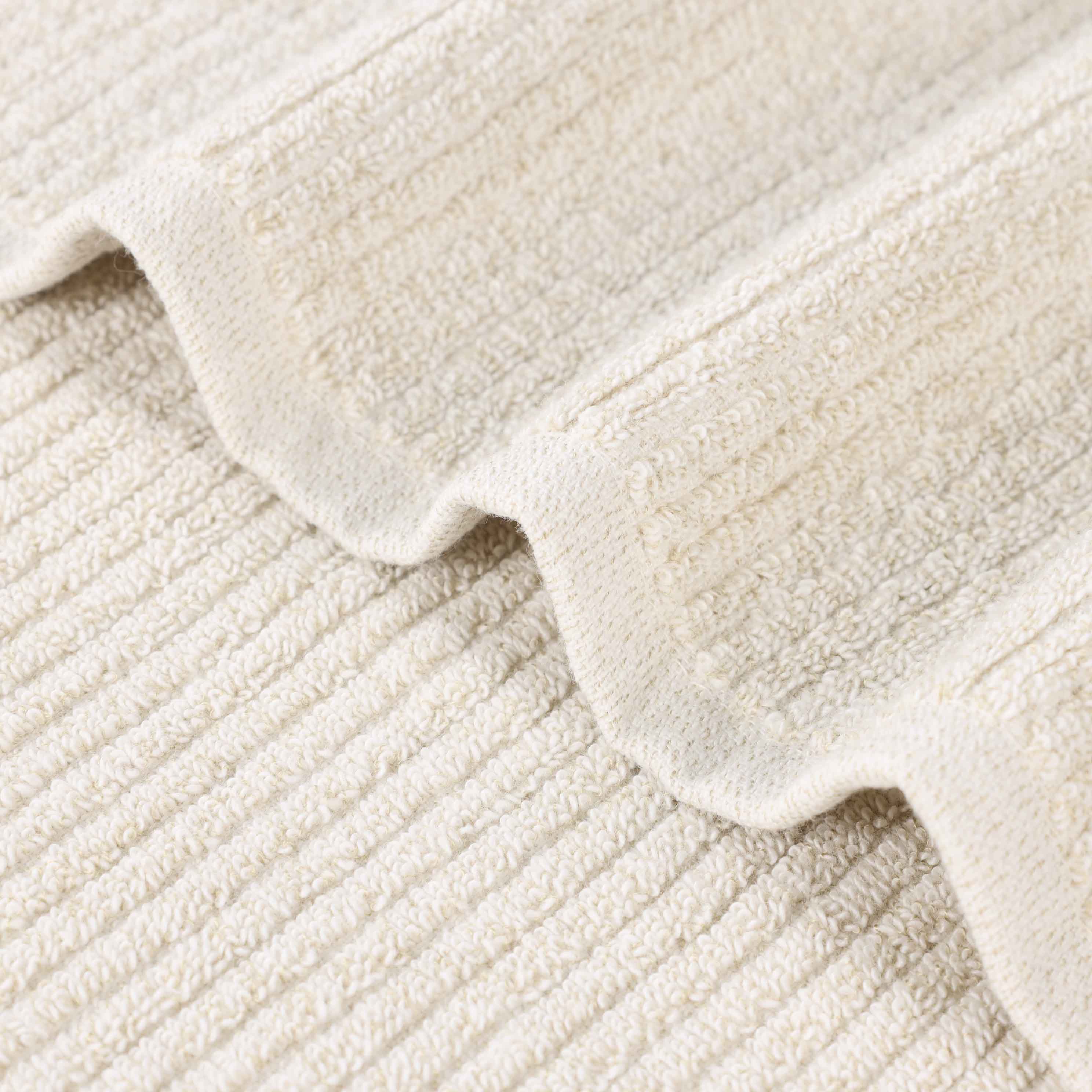 Destin Cotton Blend Solid Ribbed Face Towels Washcloths, Set of 12 - Omnigoodsstore