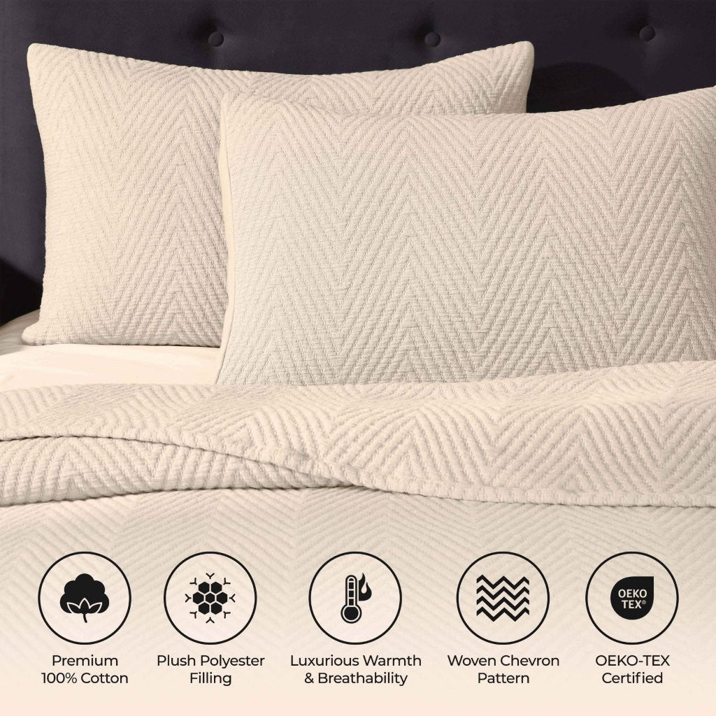 Aswan Cotton Medium Weight Chevron Woven Coverlet - Omnigoodsstore