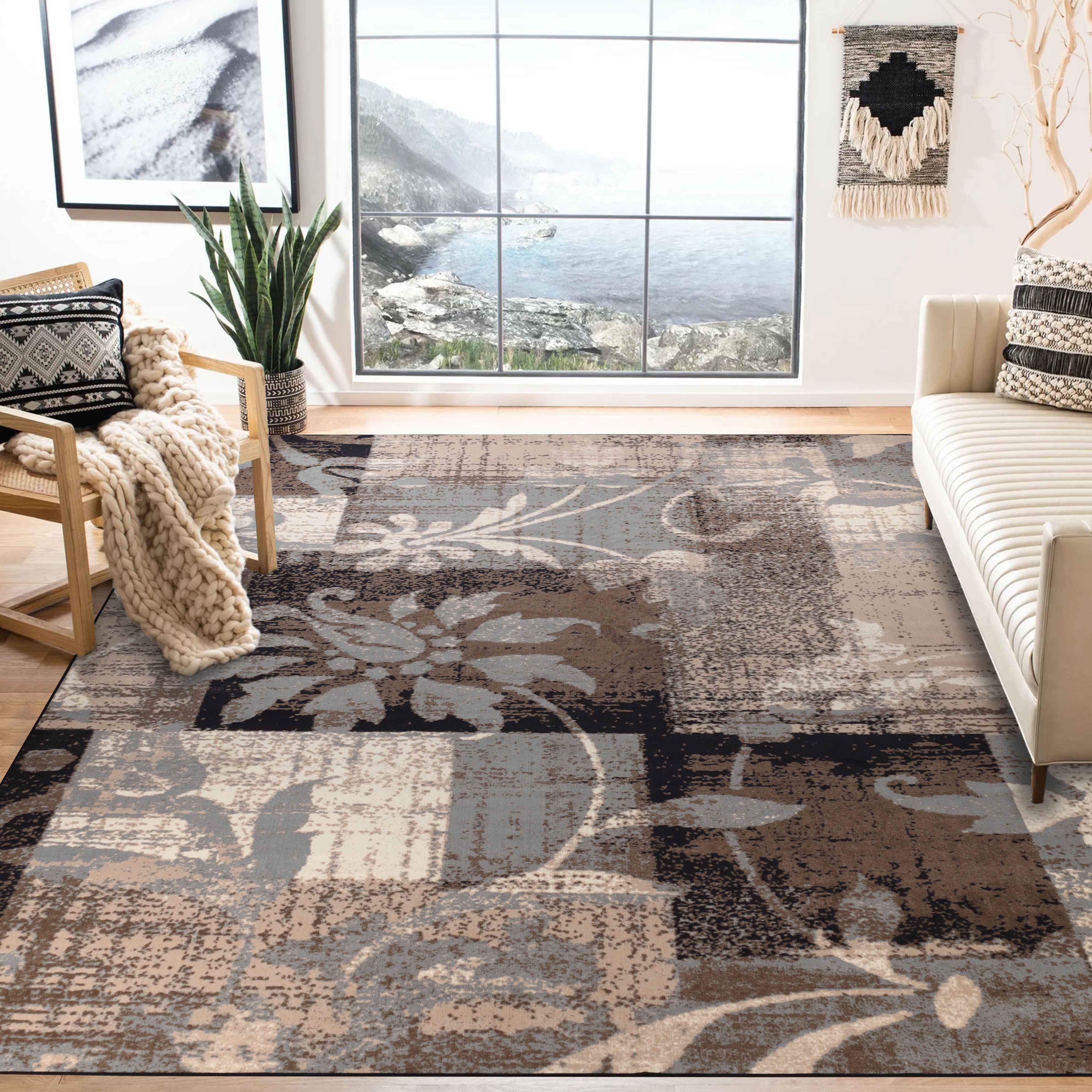 Pastiche Contemporary Floral Patchwork Indoor Area Rug or Runner Rug - Omnigoodsstore