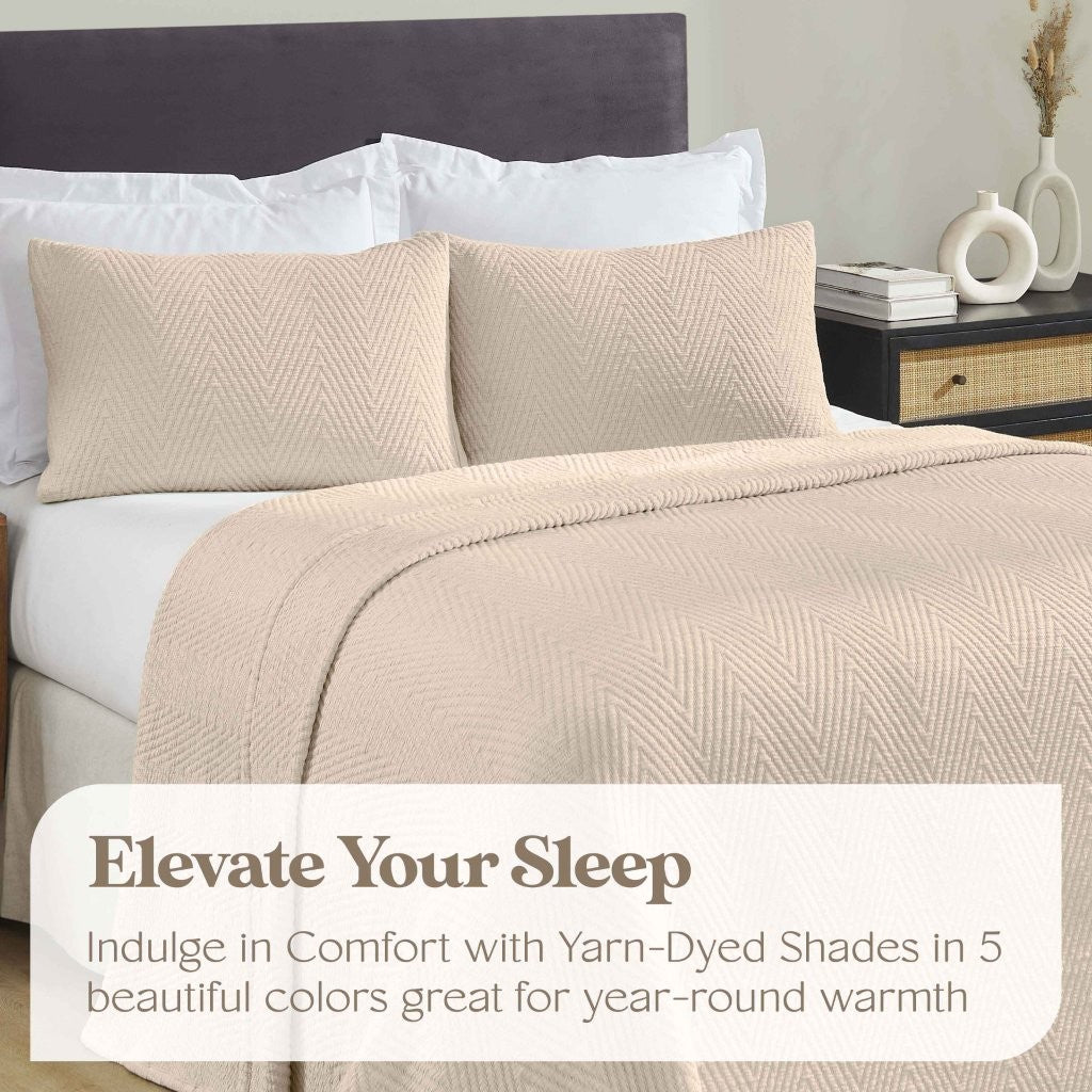 Aswan Cotton Medium Weight Chevron Woven Coverlet - Omnigoodsstore