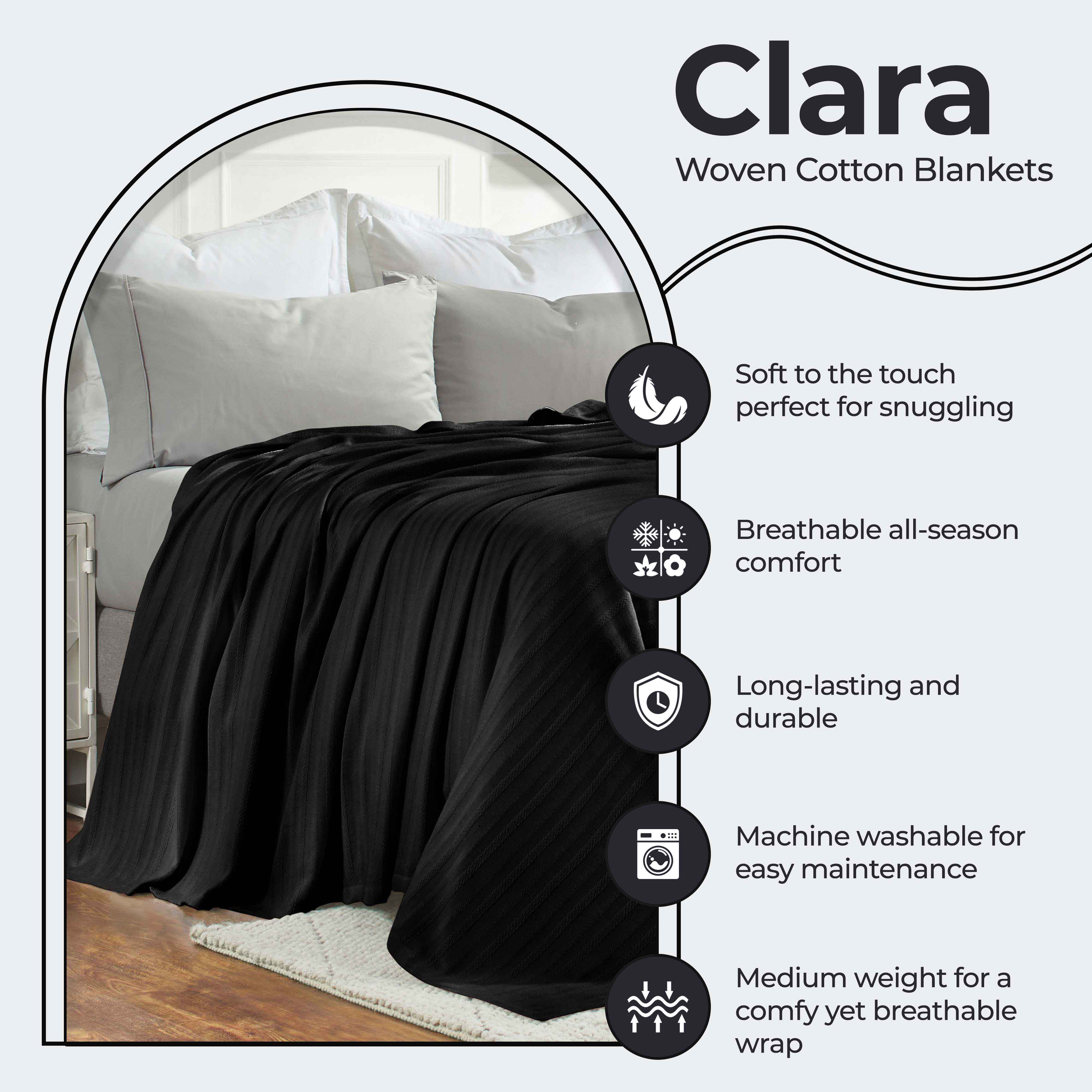 Clara Cotton Textured Striped Lightweight Woven Blanket - Omnigoodsstore