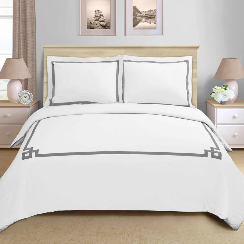 Miller Cotton Embroidered Solid 3 Piece Duvet Cover Set - Omnigoodsstore