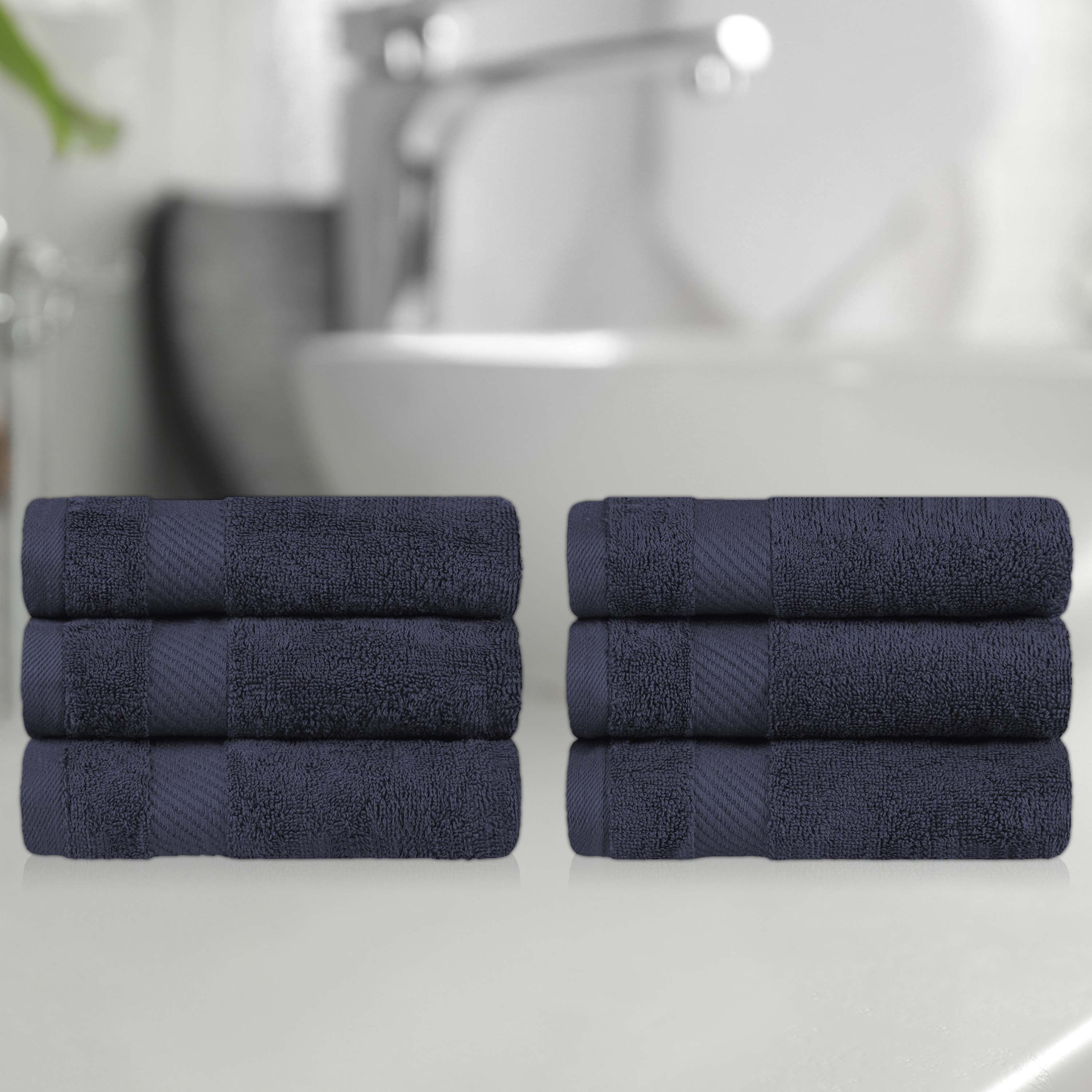 Kendell Egyptian Cotton 6 Piece Hand Towel Set with Dobby Border - Omnigoodsstore
