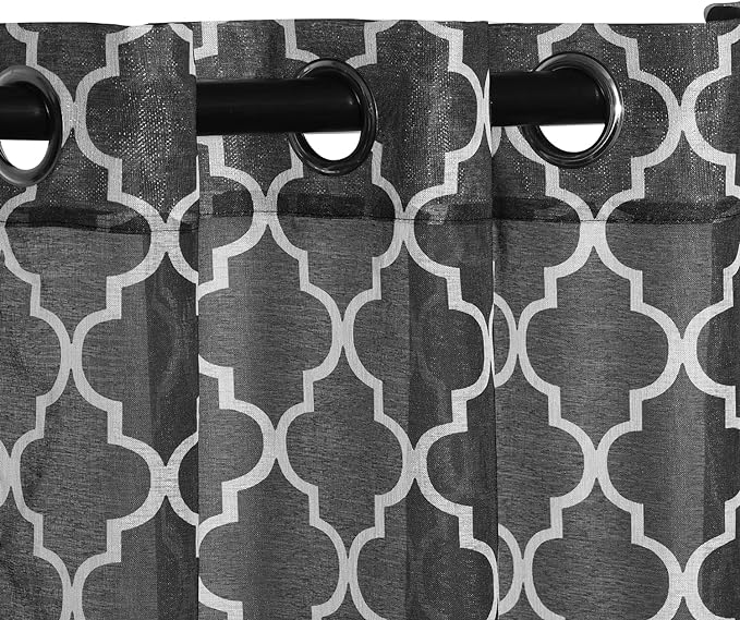 Trellis Sheer Grommet Curtain Panel Set - Omnigoodsstore
