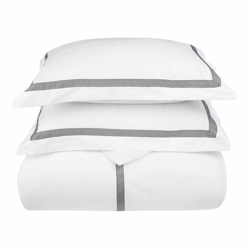 Miller Cotton Embroidered Solid 3 Piece Duvet Cover Set - Omnigoodsstore