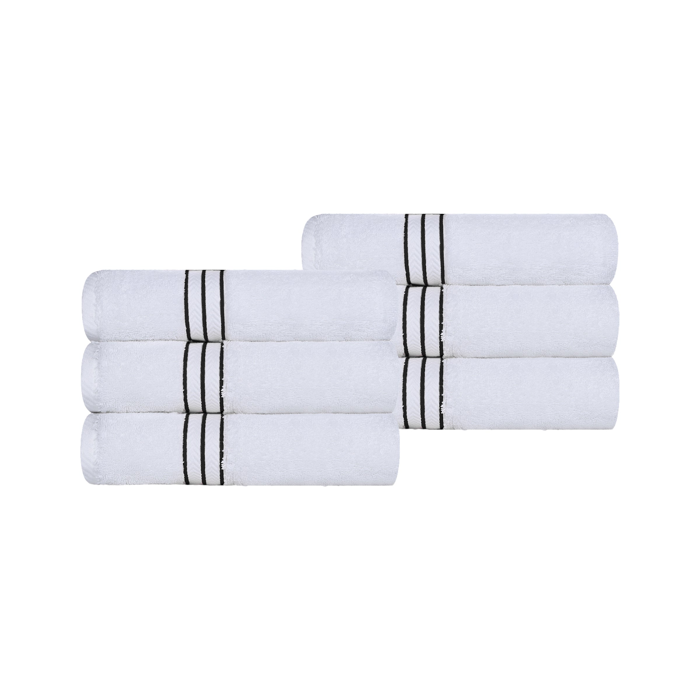 Turkish Cotton Ultra-Plush Solid 6 Piece Highly Absorbent Hand Towel Set - Omnigoodsstore