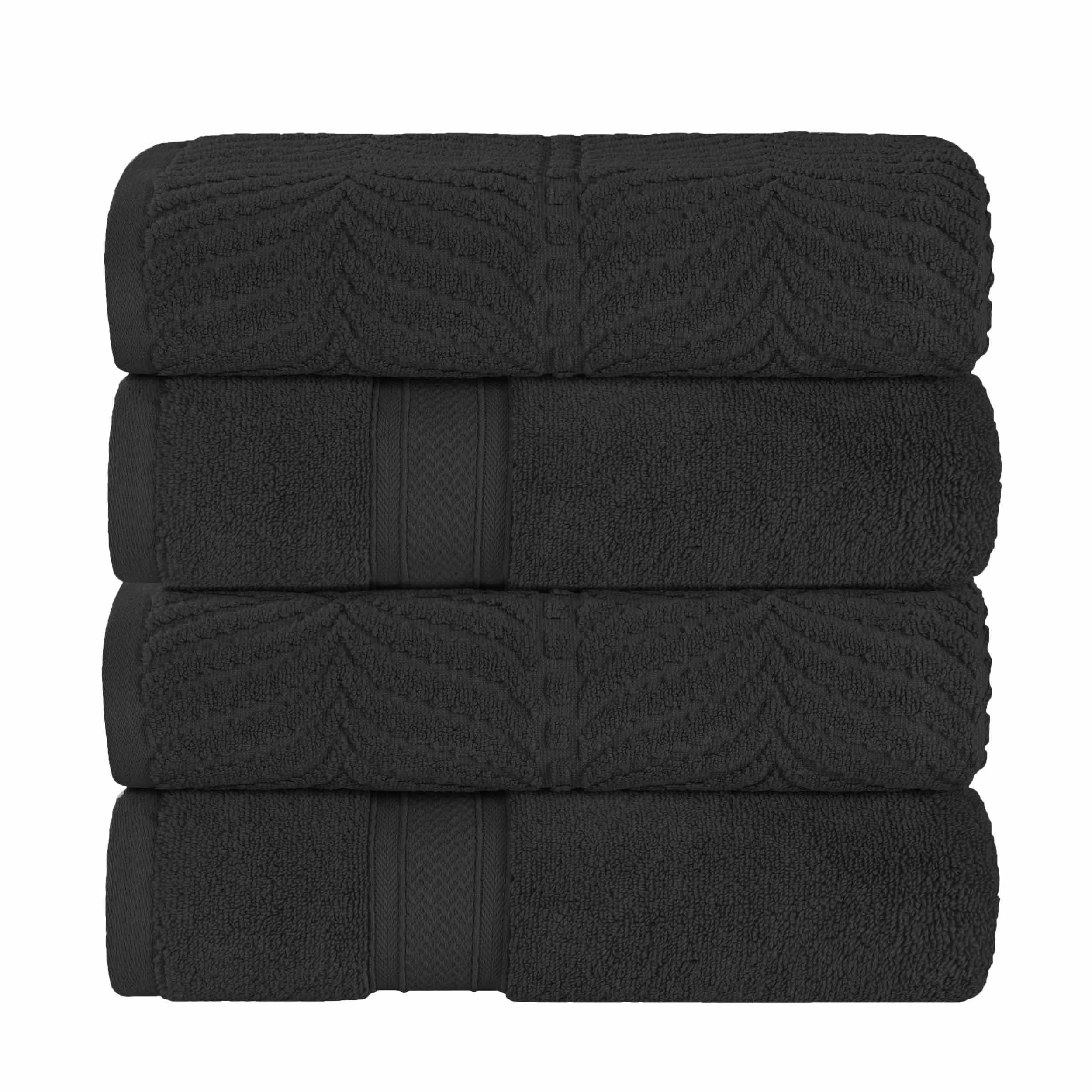 Zero Twist Cotton Solid & Jacquard Elegant Chevron Bath Towel Set of 4 - Omnigoodsstore