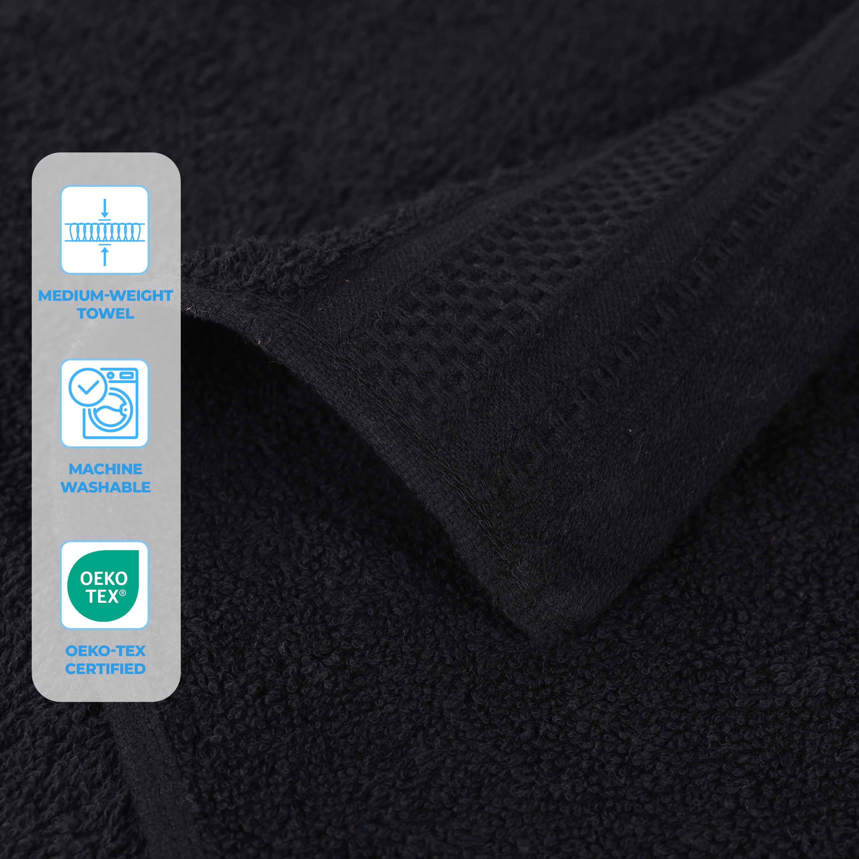 Honeycomb Textured Waffle Border Luxury Cotton Face Towels, Set of 12 - Omnigoodsstore