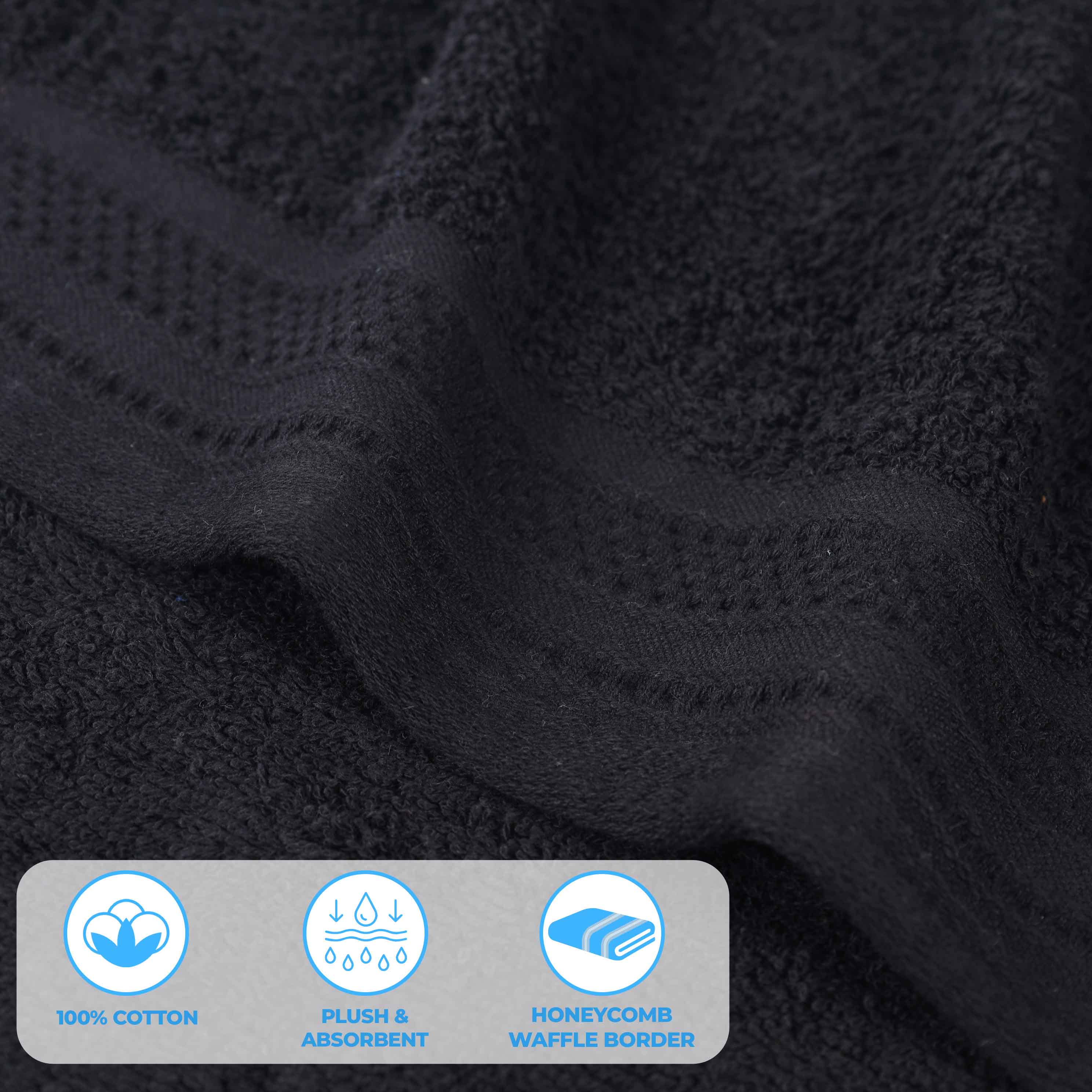 Honeycomb Textured Waffle Border Luxury Cotton Face Towels, Set of 12 - Omnigoodsstore